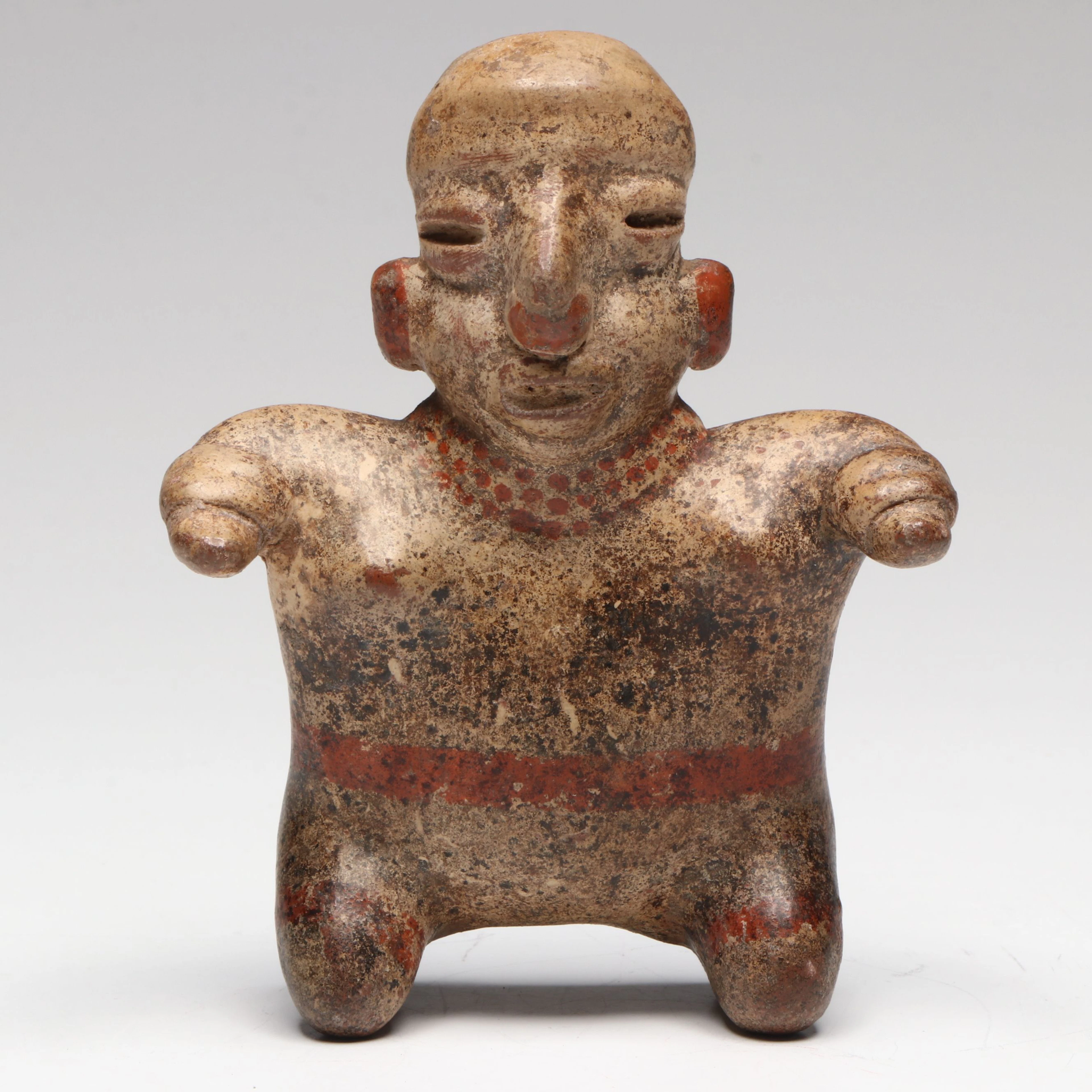Pre-Columbian Jalisco Bichrome Terracotta Figure, Circa 200 BCE–300 CE