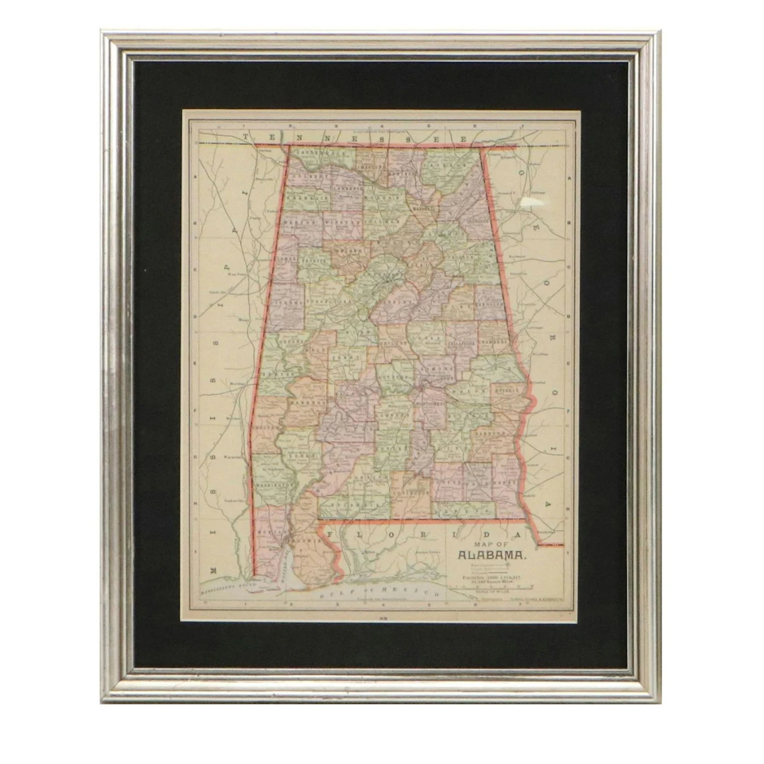 Mast, Crowell & Kirkpatrick Published Cerograph "Map of Alabama"