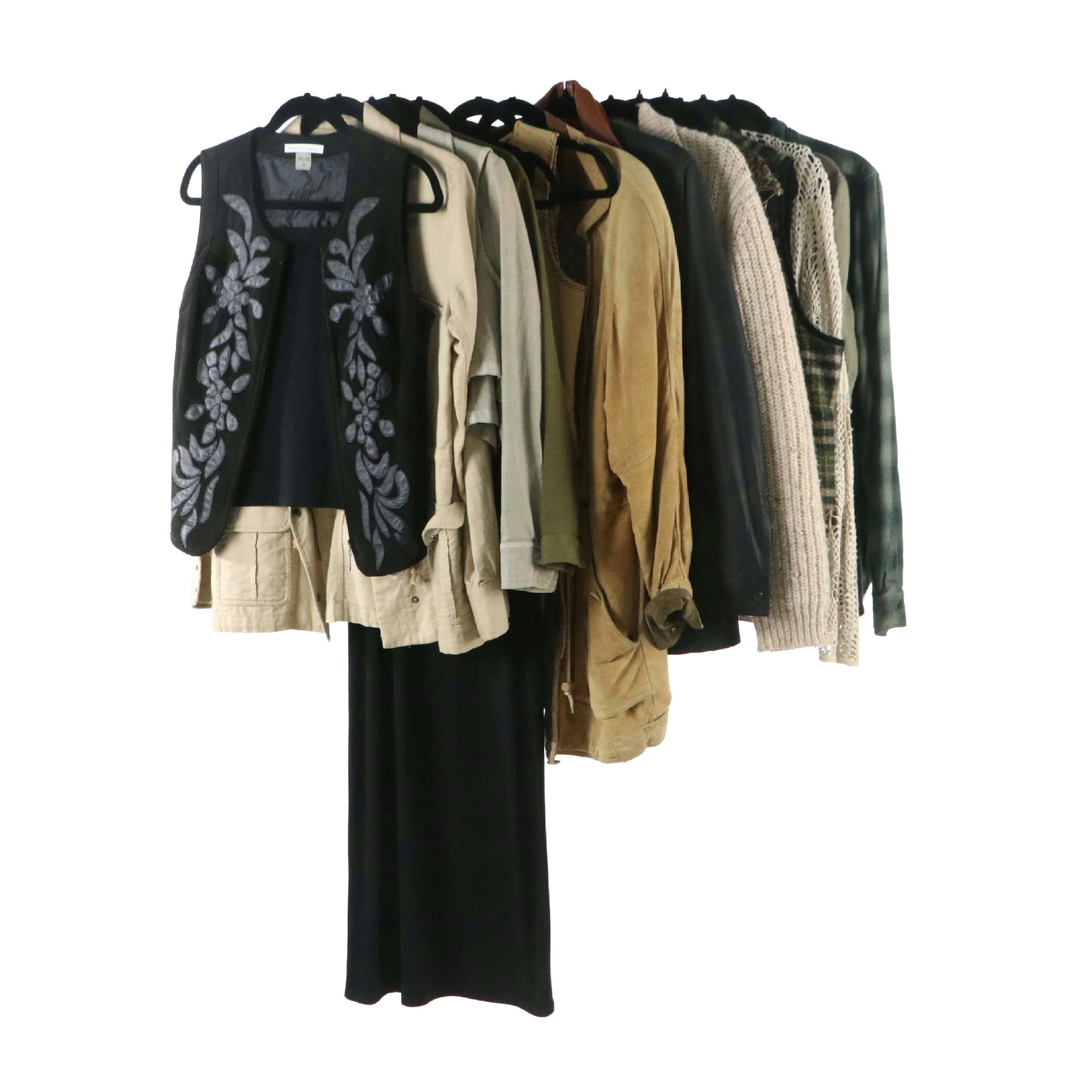 Peter Nygård Suede Vest, Eddie Bauer Wool Knit Sweater, Elie Tahari