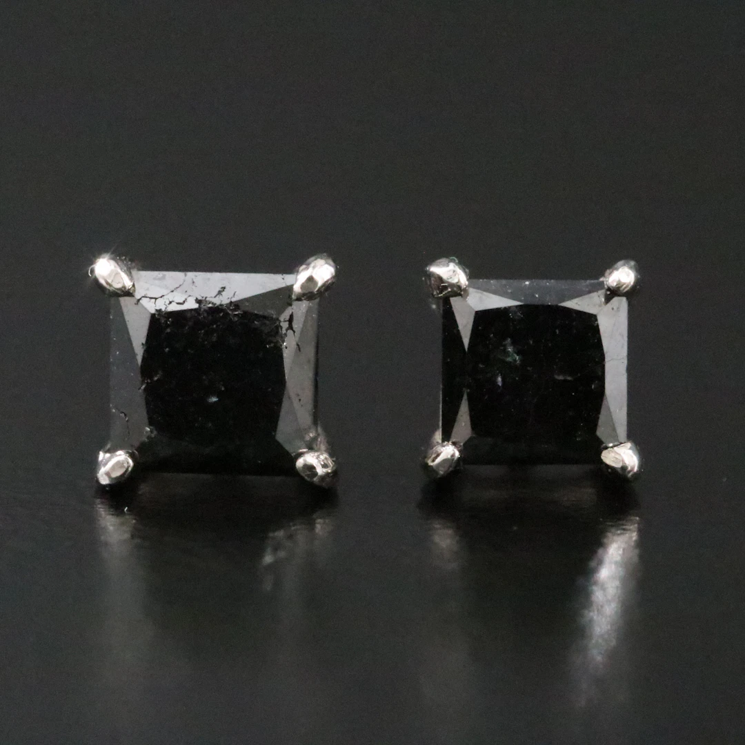 Sterling 1.00 CTW Fancy Black Diamond Stud Earrings