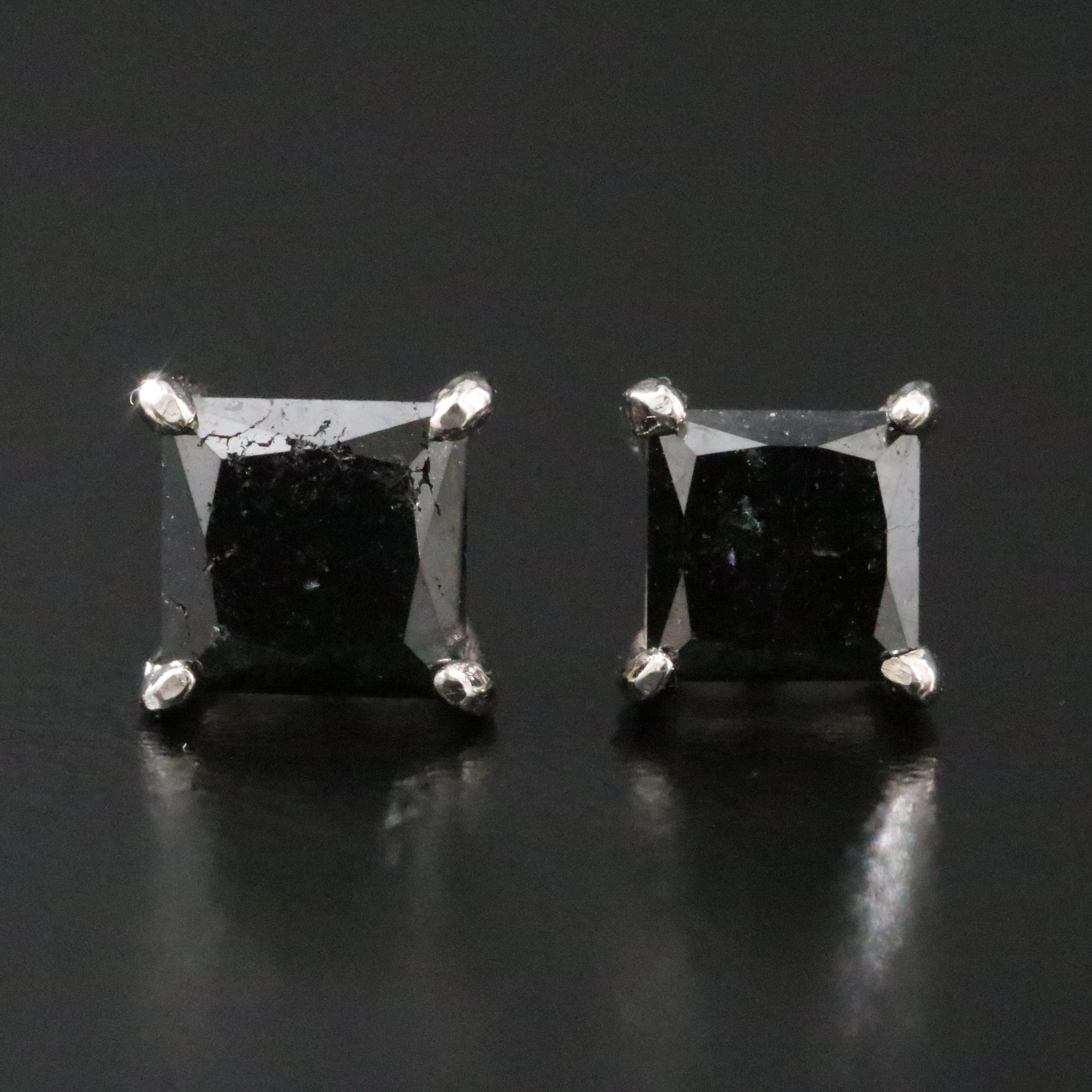 Sterling 1.00 CTW Fancy Black Diamond Stud Earrings