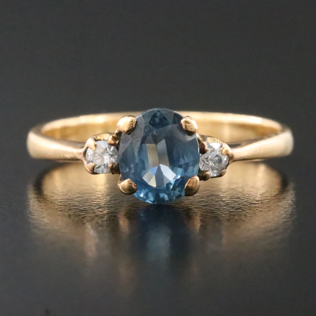 20K Sapphire and CZ Ring
