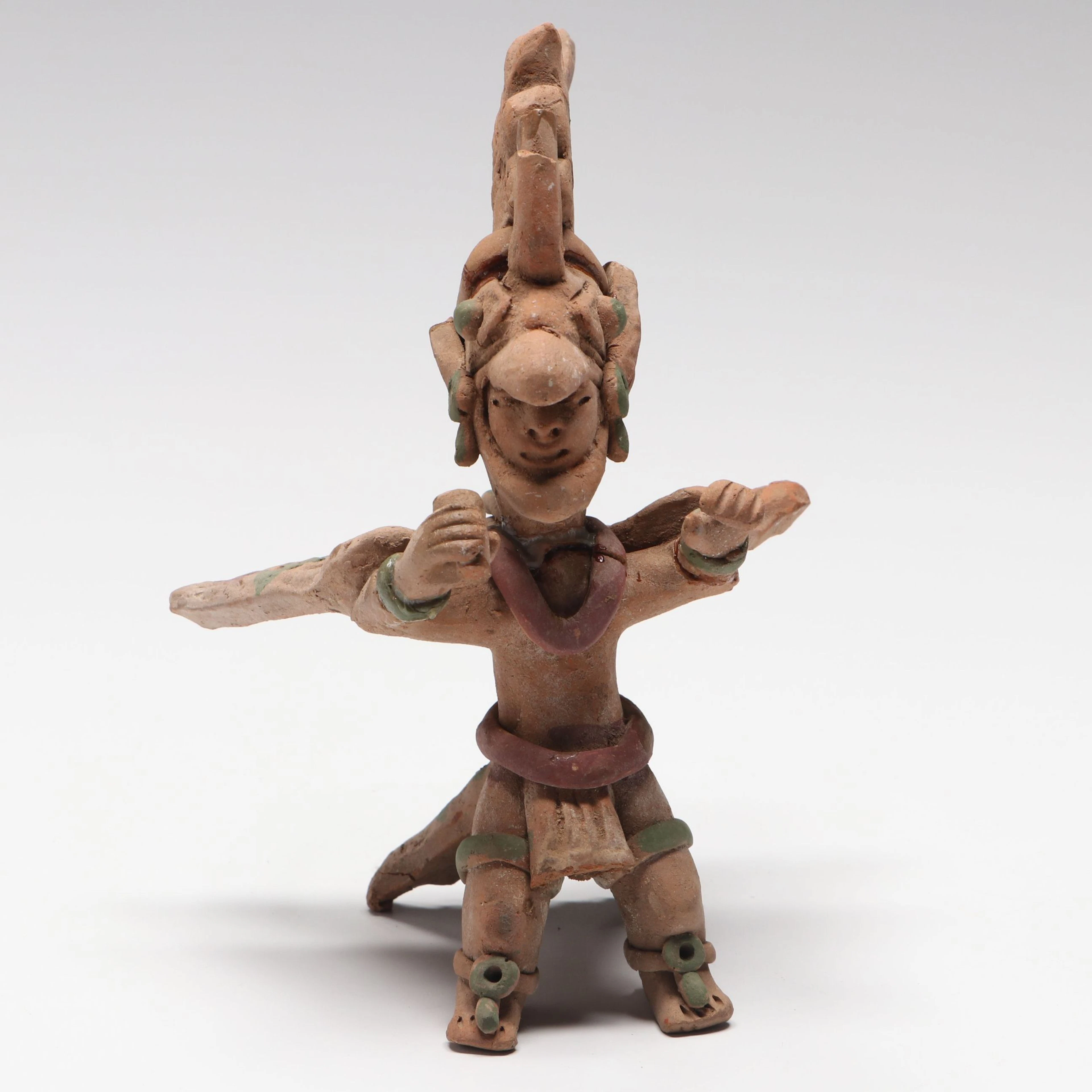 Aztec or Mayan Style Clay Warrior Figurine, 20th Century