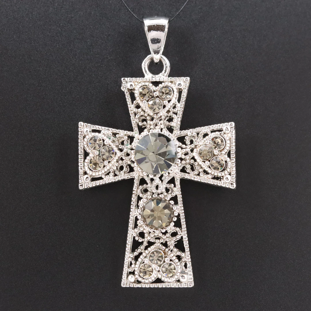Filigree Rhinestone Cross Pendant