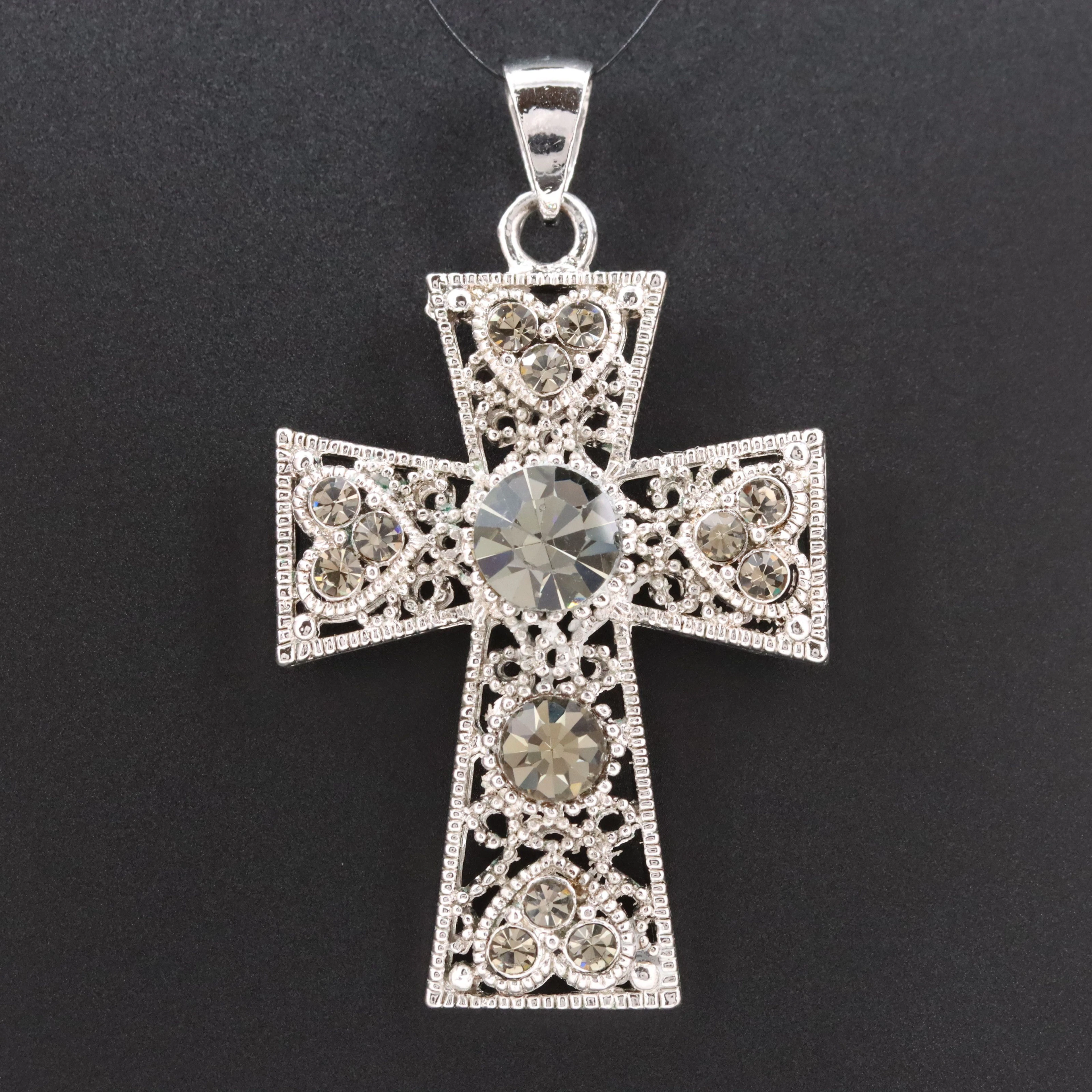 Filigree Rhinestone Cross Pendant