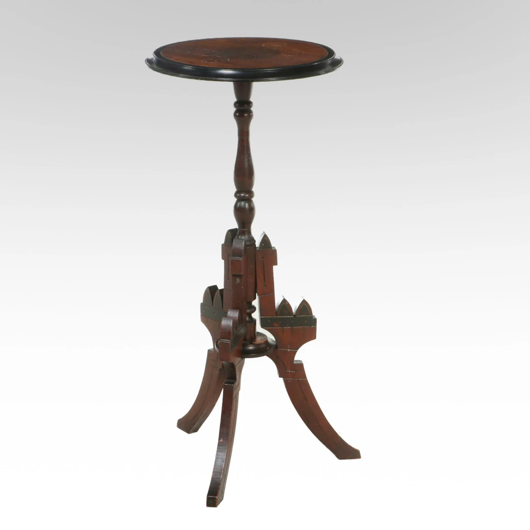 Victorian Aesthetic Movement Inlaid Mahogany Pedestal Stand