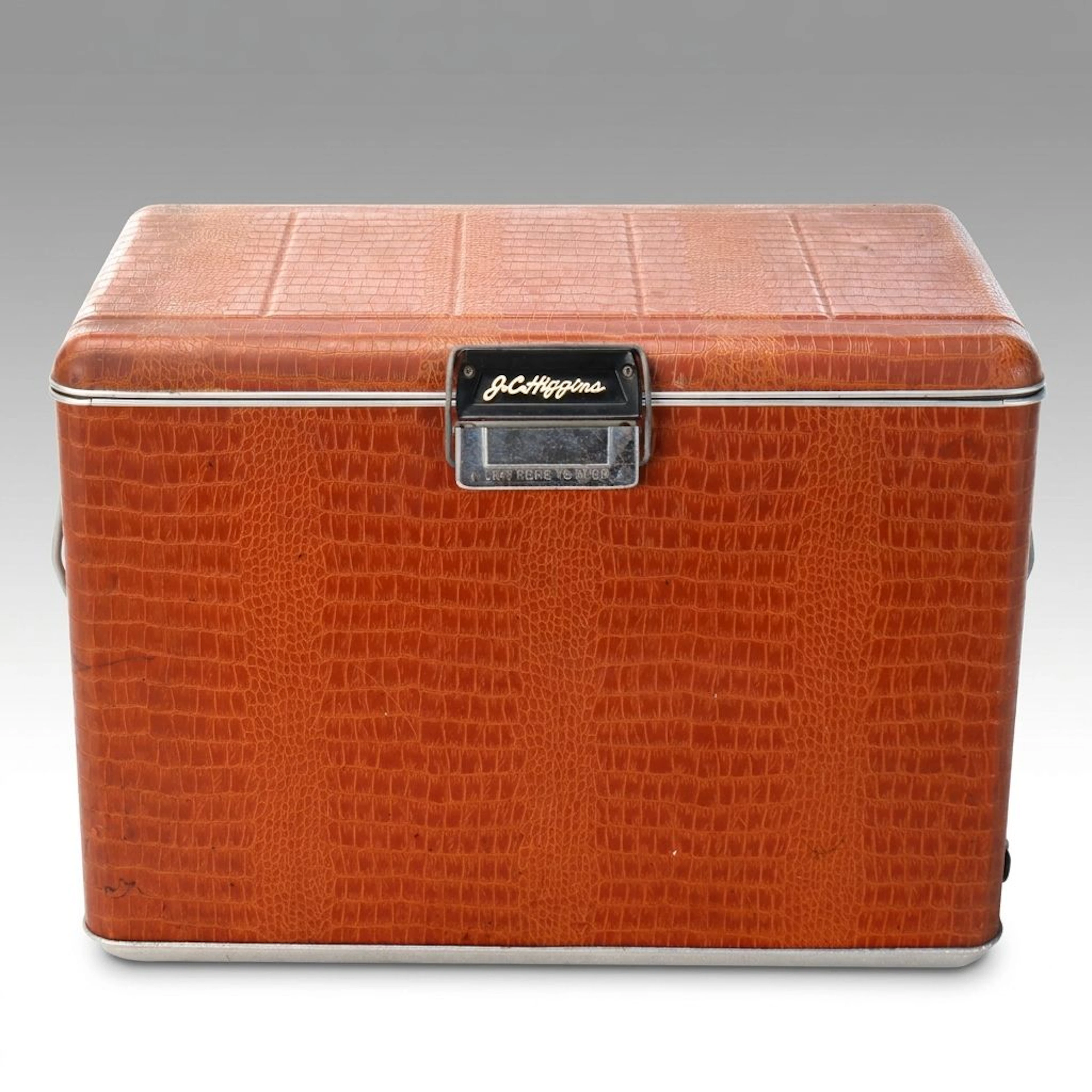 J. C. Higgins Crocodile Embossed Faux Leather Clad Cooler, Mid-20th Century