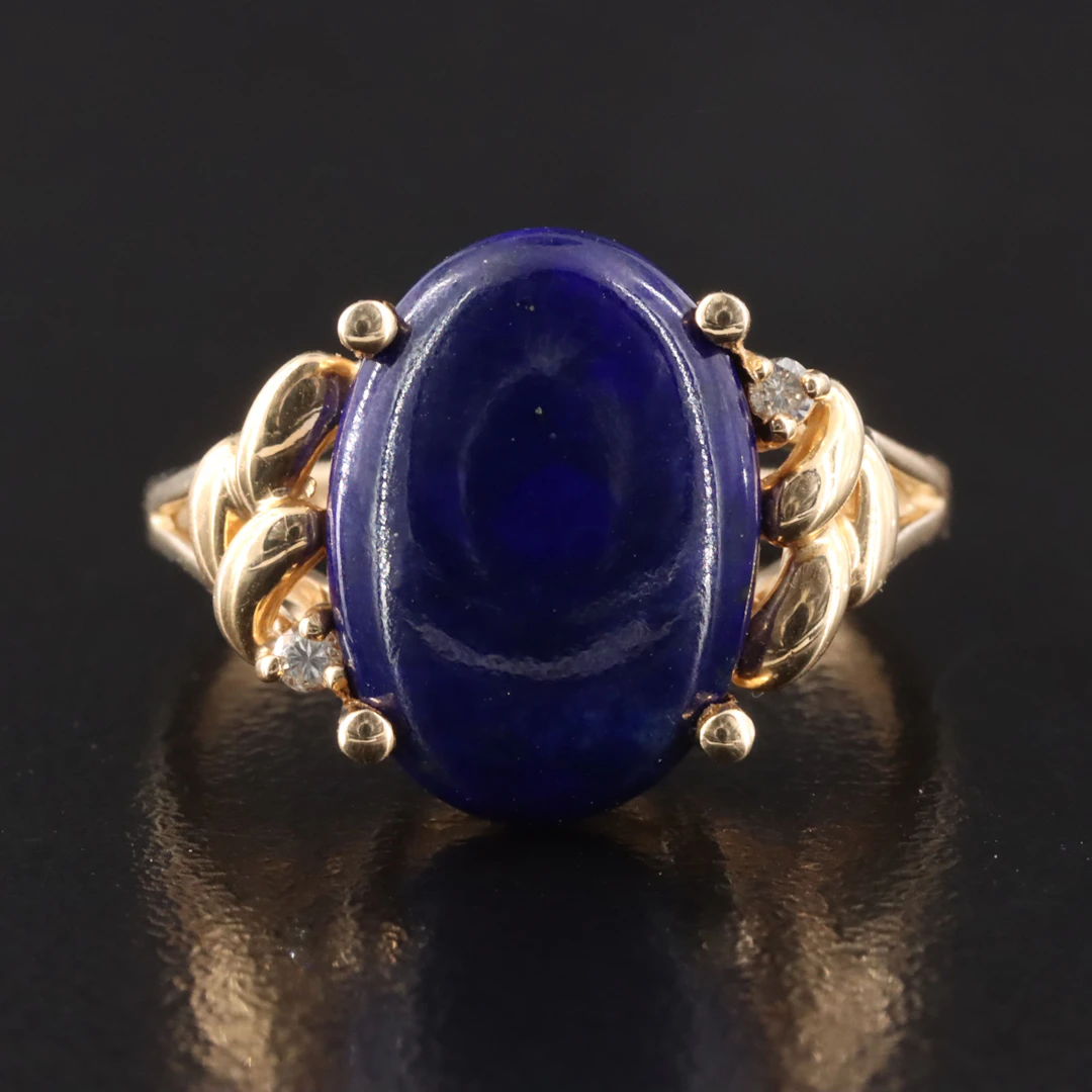 14K Lapis Lazuli and Diamond Ring