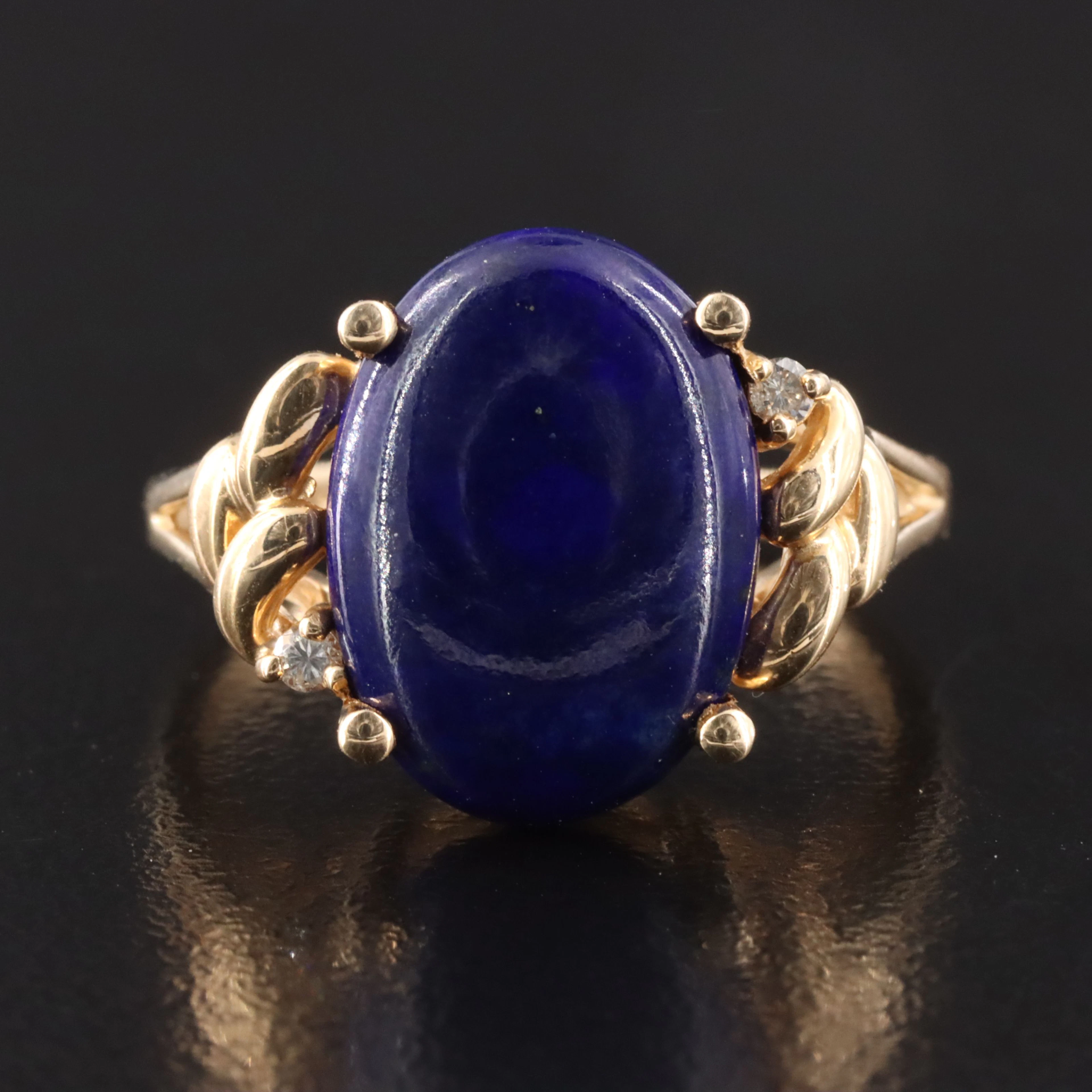 14K Lapis Lazuli and Diamond Ring