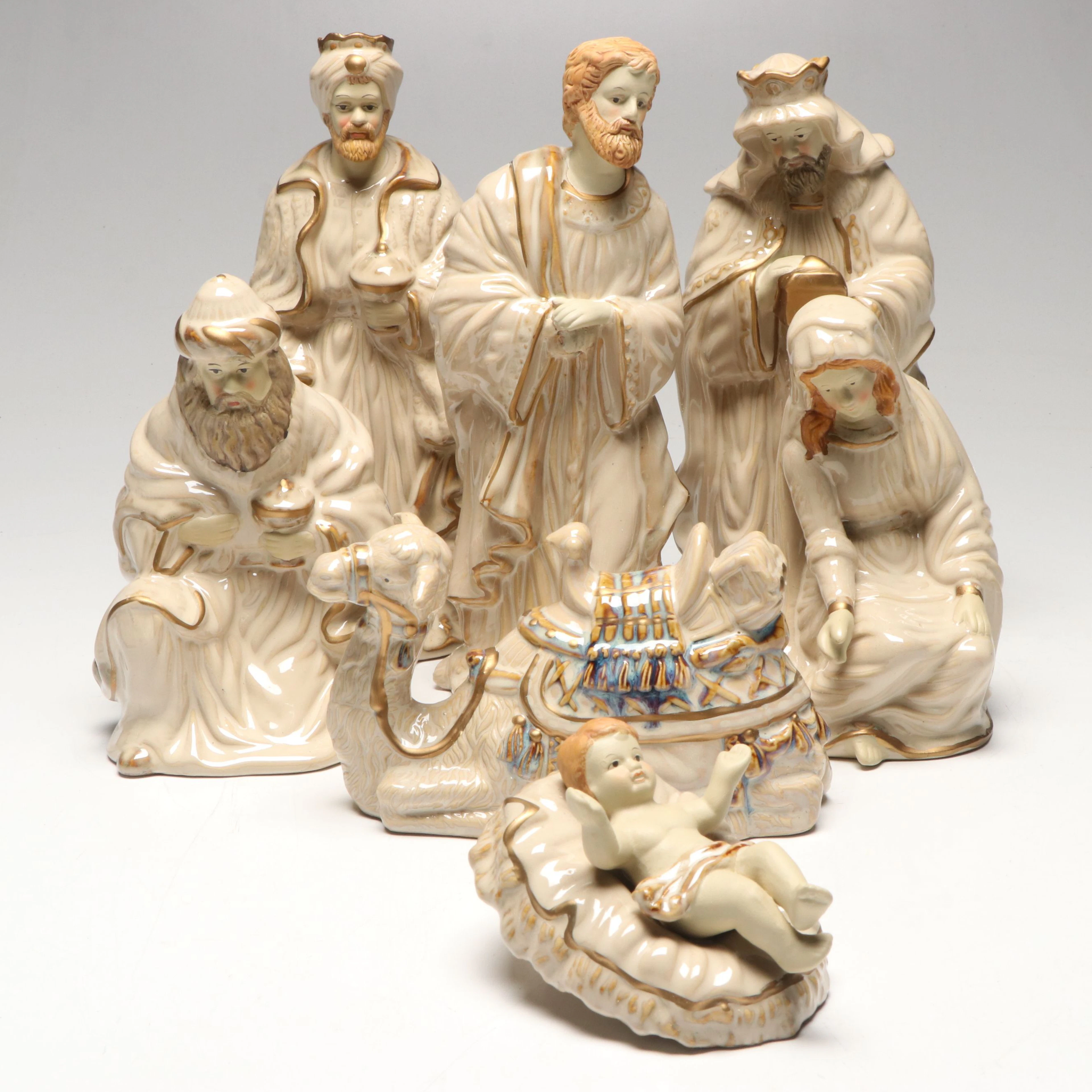 Kirkland's Hand-Painted Glazed Ceramic Nativity Set