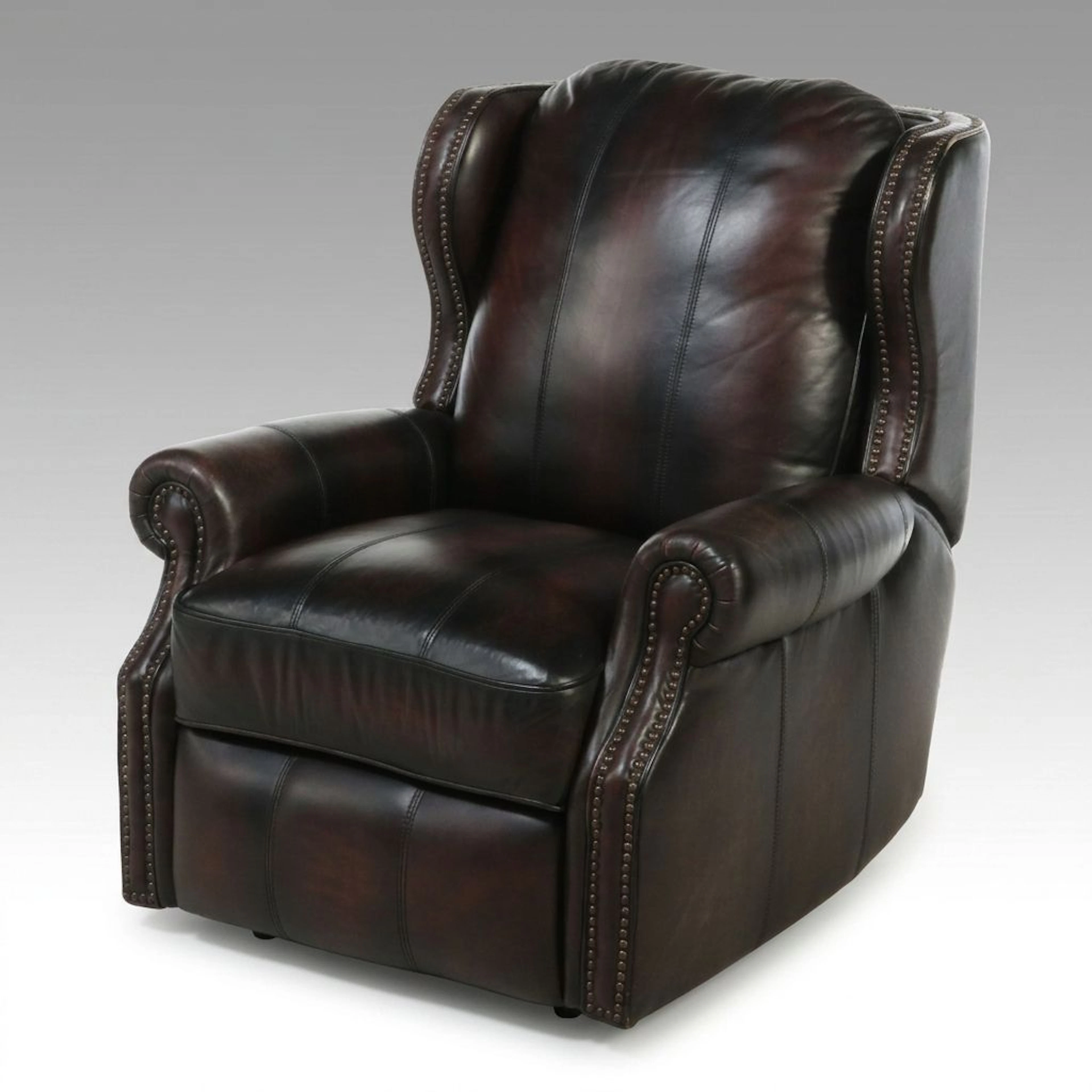 Linting Furniture Co. Traditional Leather Wingback Recliner Chair, 21st Century
