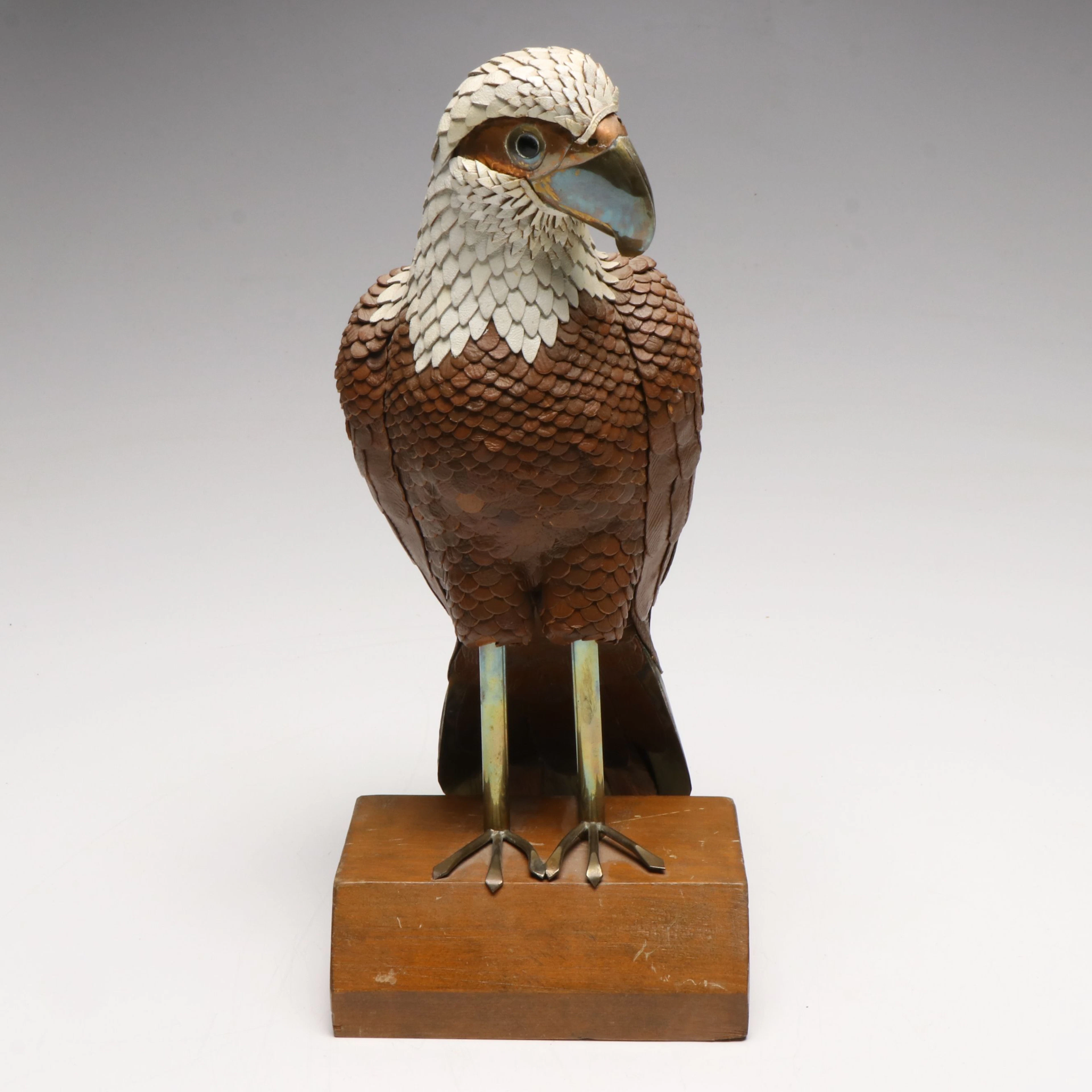 Copper and Leather Bald Eagle Sculpture