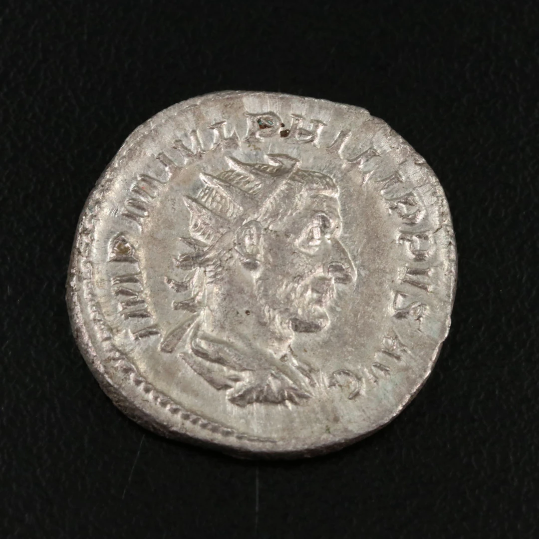 Ancient Roman Imperial AR Antoninianus Coin of Philip I, ca. 244 A.D.