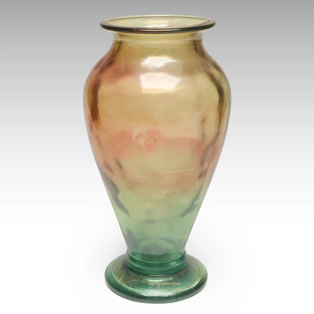 Spanish Amber and Green Glass Vase