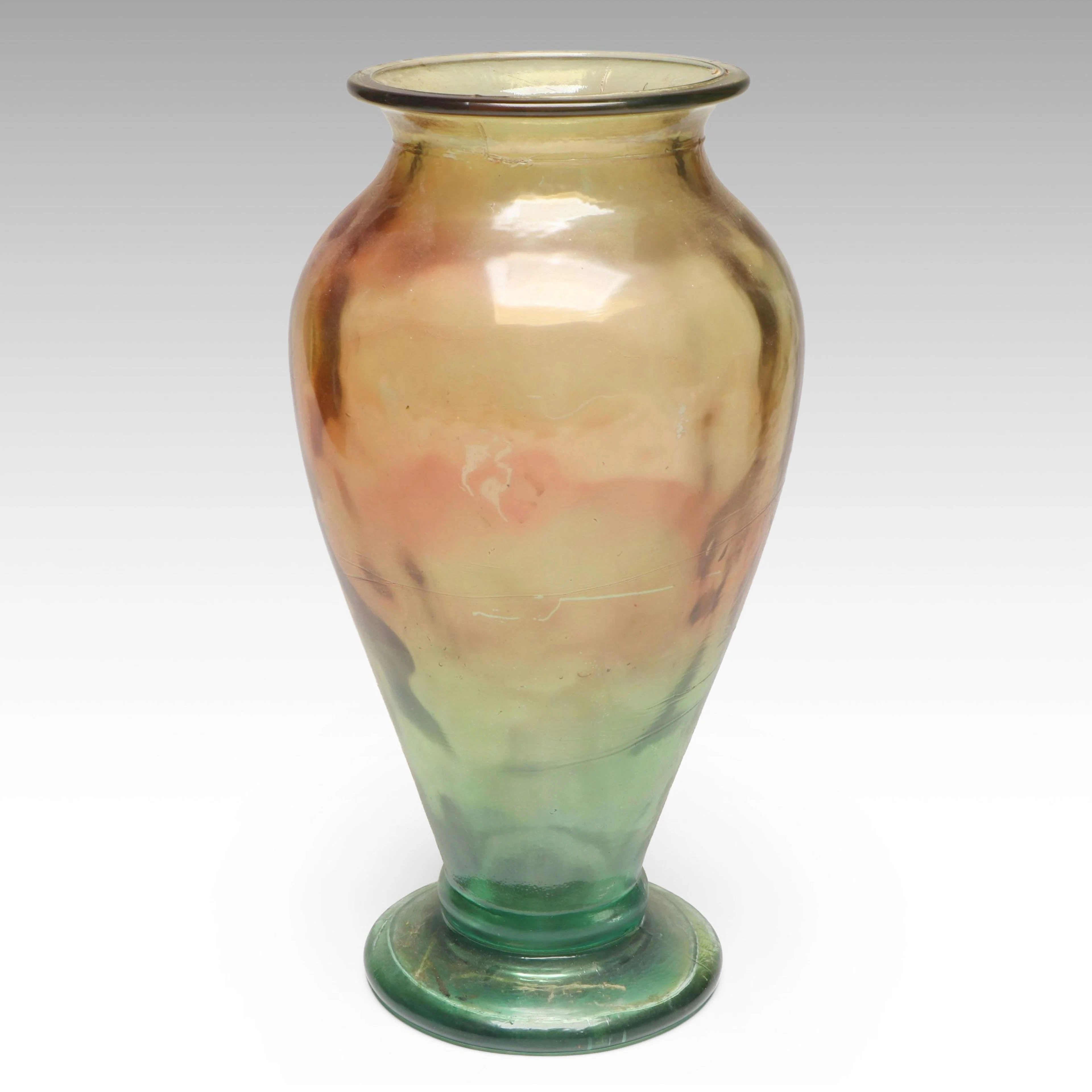 Spanish Amber and Green Glass Vase