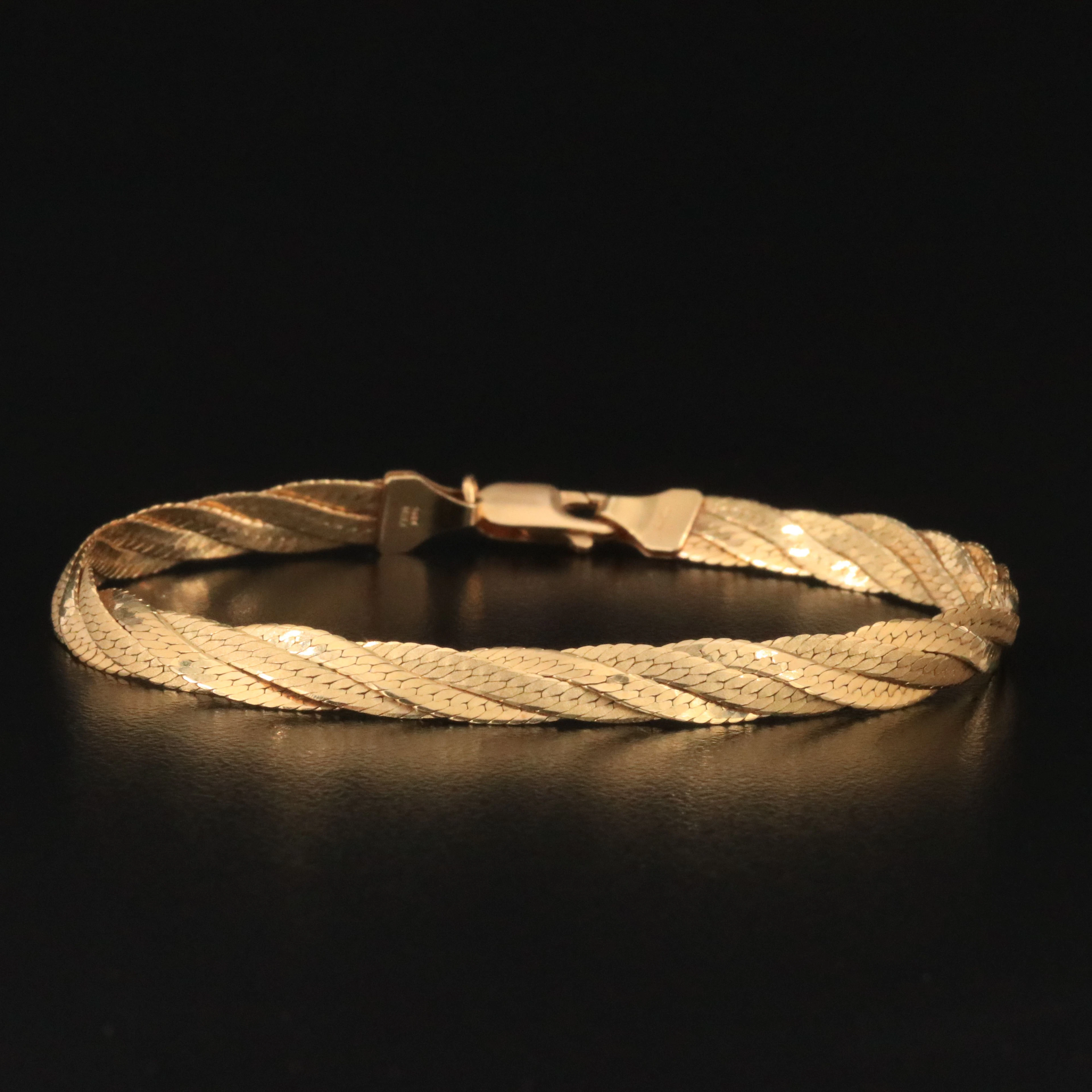 14K Braided Herringbone Chain Bracelet