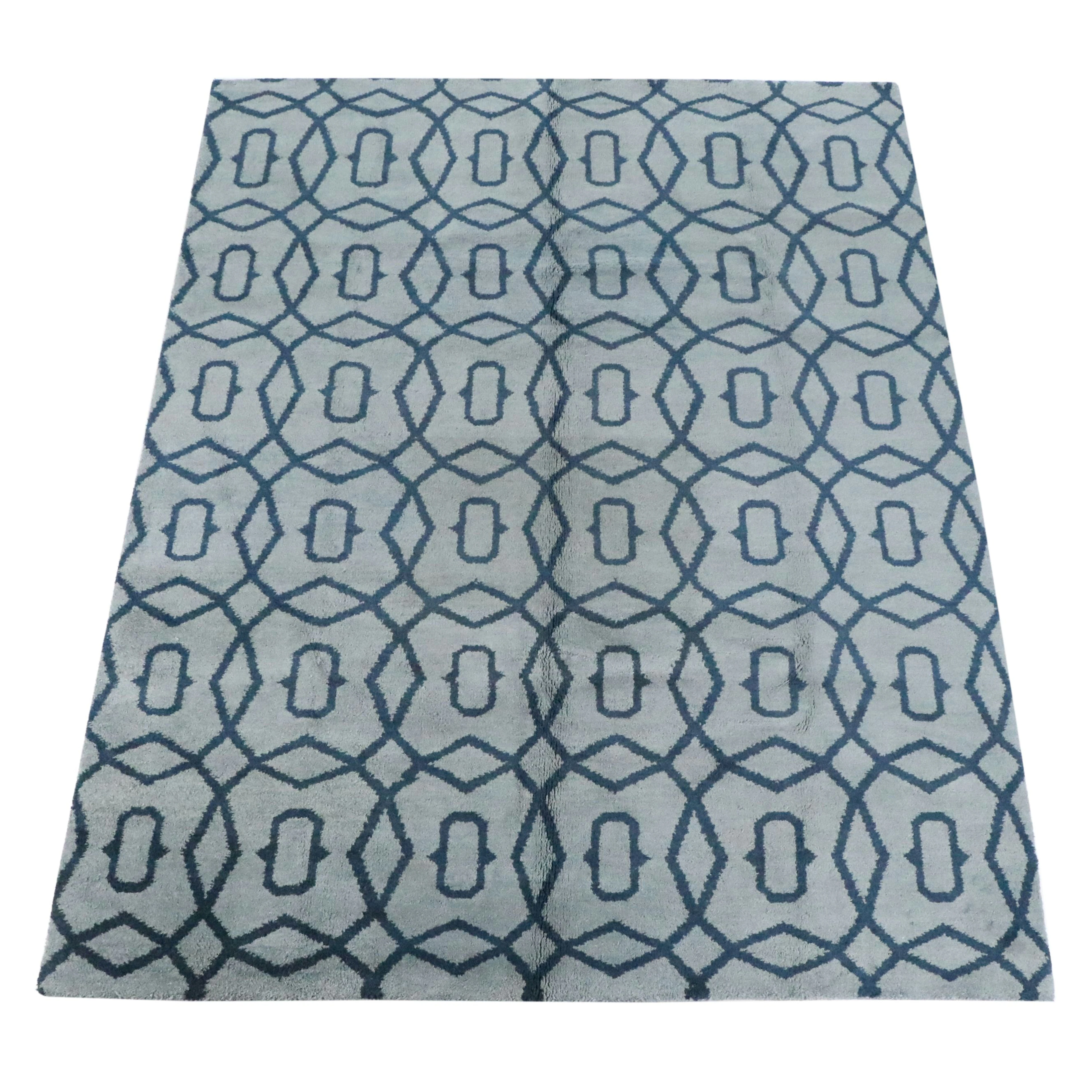 8'11 x 11'8 Hand-Knotted Indian Trellis Pattern Area Rug