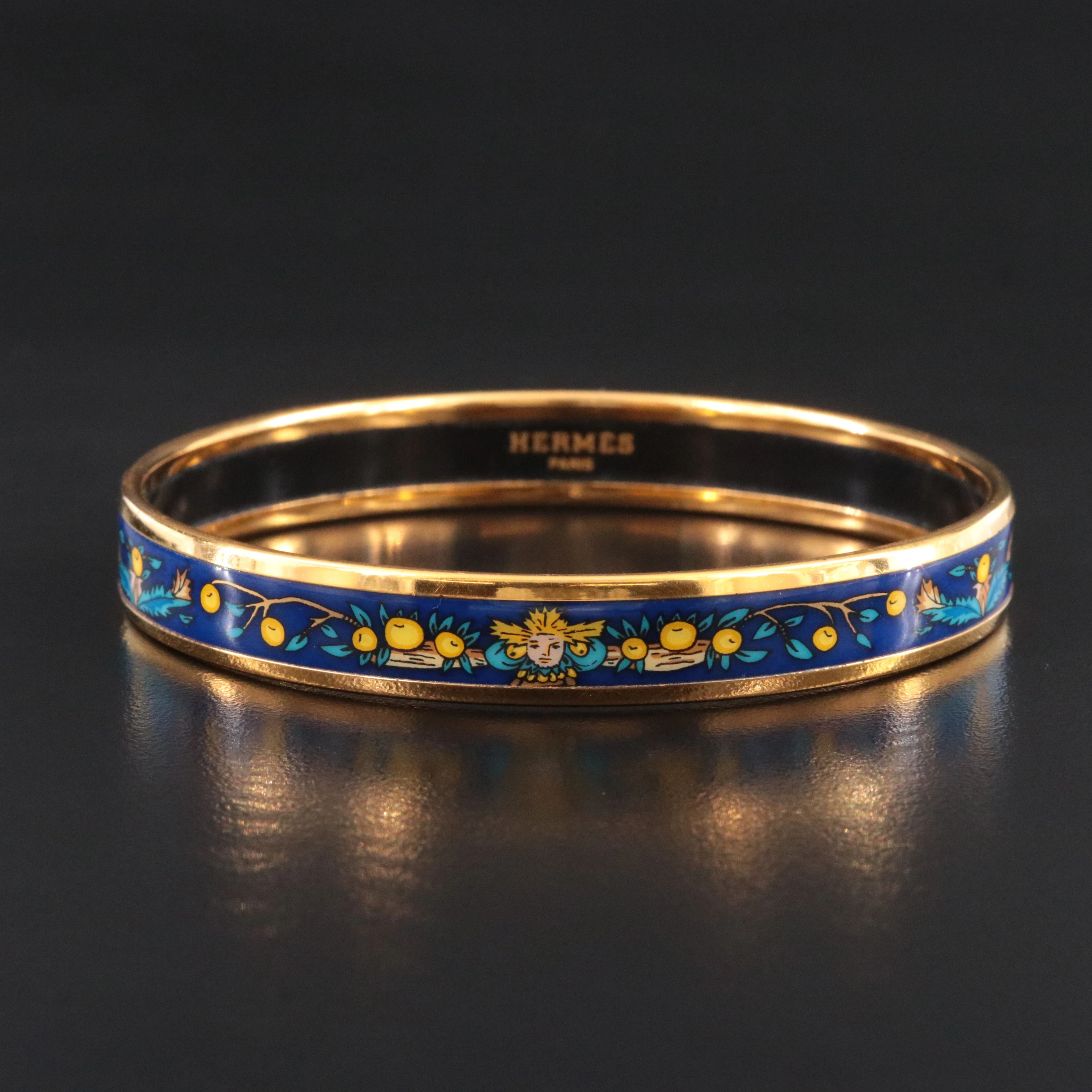 Hermès Narrow Blue Enamel Bangle