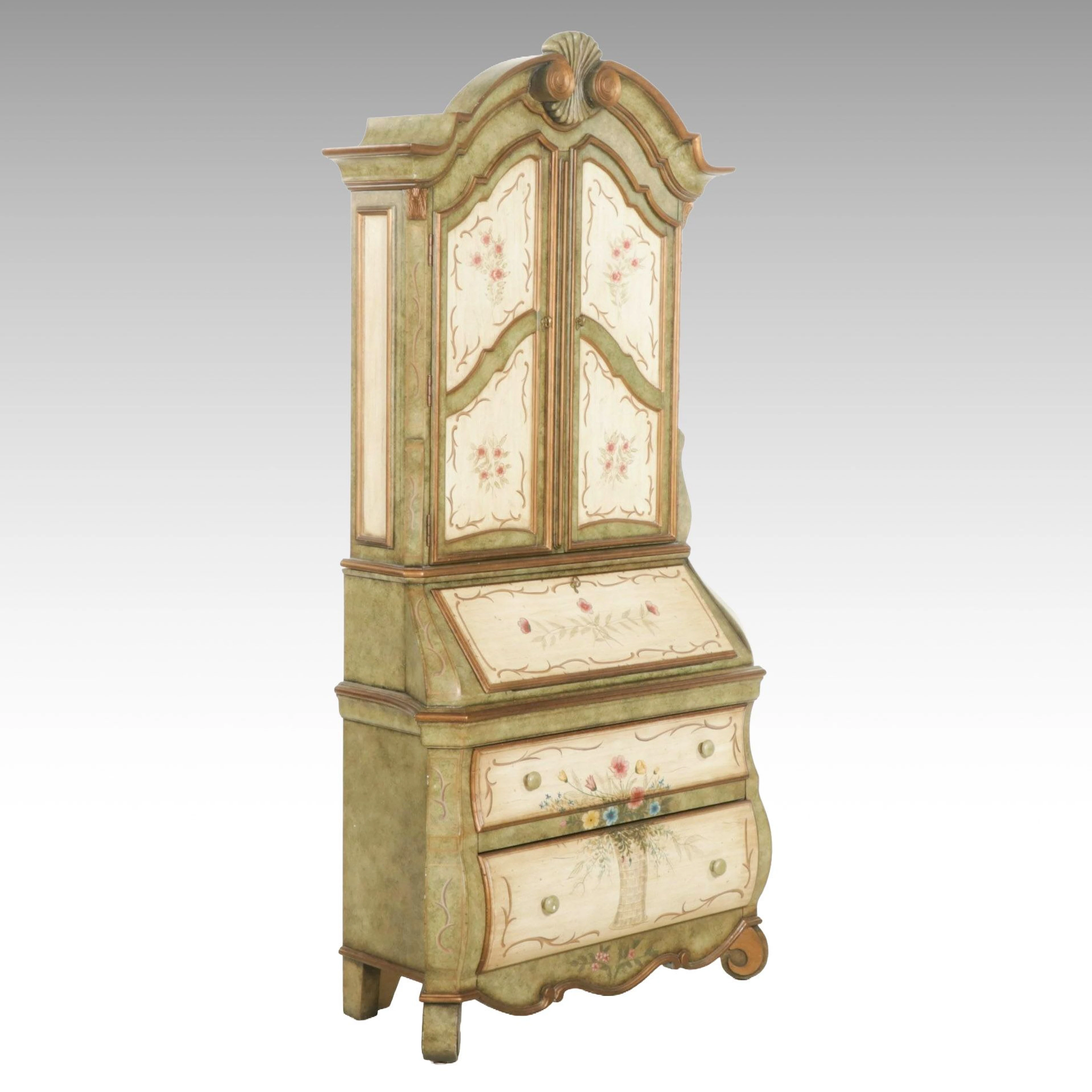 Pulaski Furniture Venetian Style Hand Painted Slant Front Secretary Desk