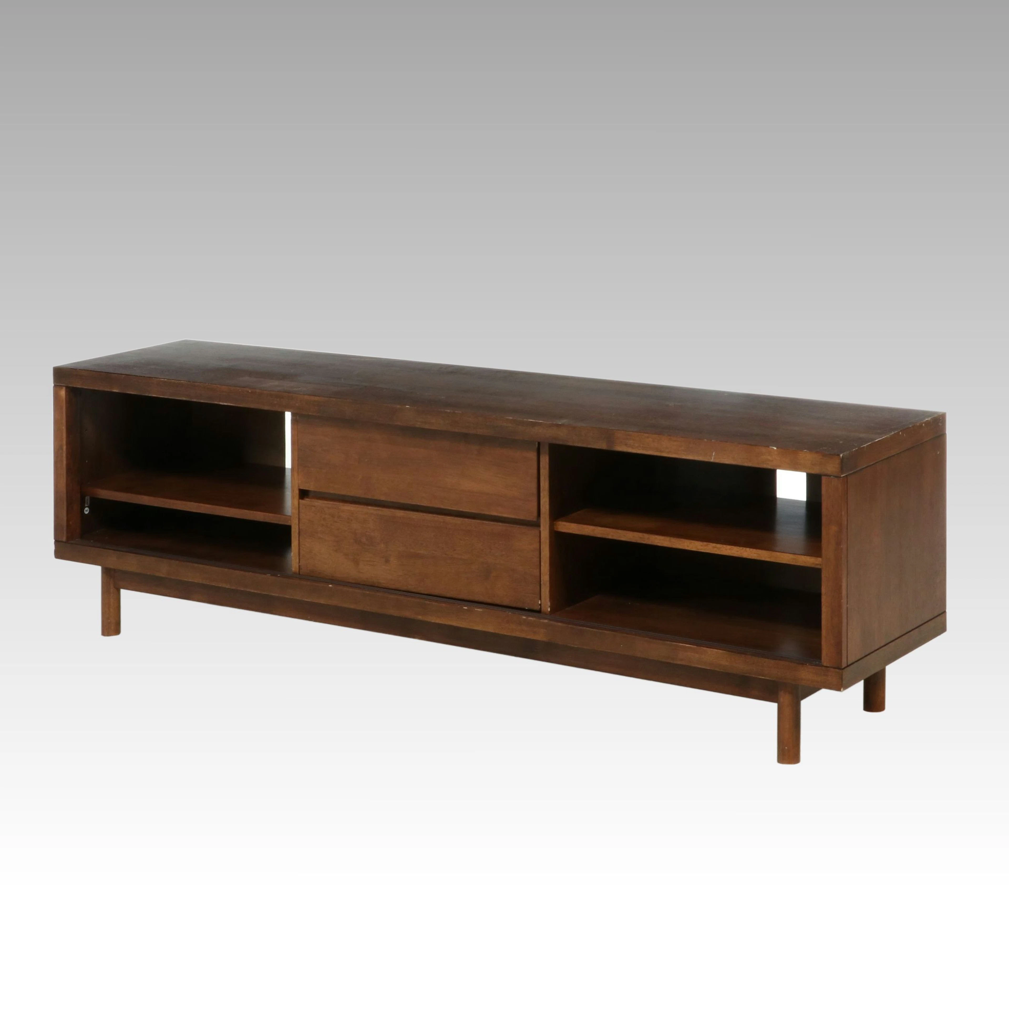 Mid Century Modern Style Stained Wood Media Console Credenza