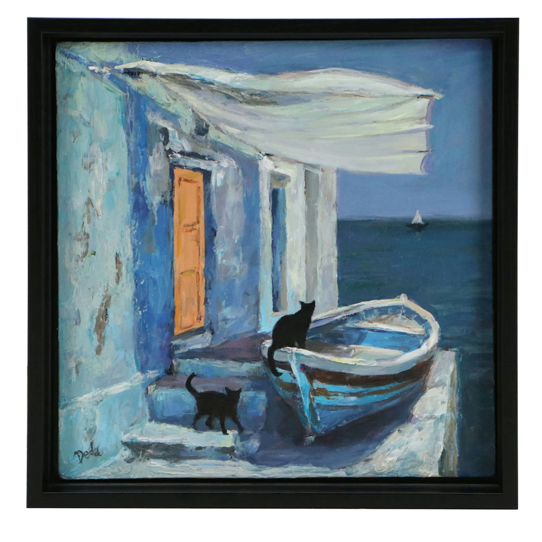 Adam Deda Oil Painting "Cats by the Sea," 2026