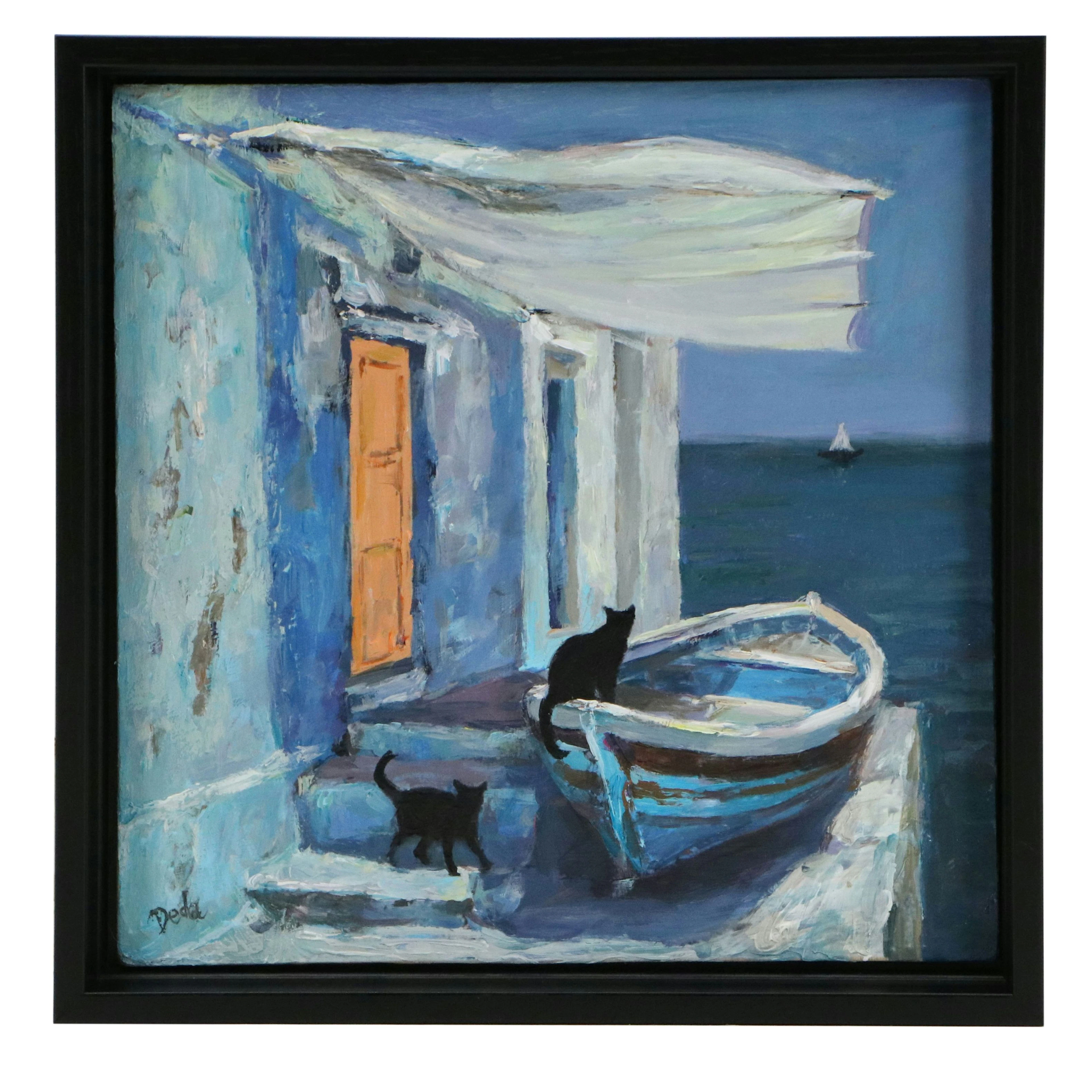 Adam Deda Oil Painting "Cats by the Sea," 2026