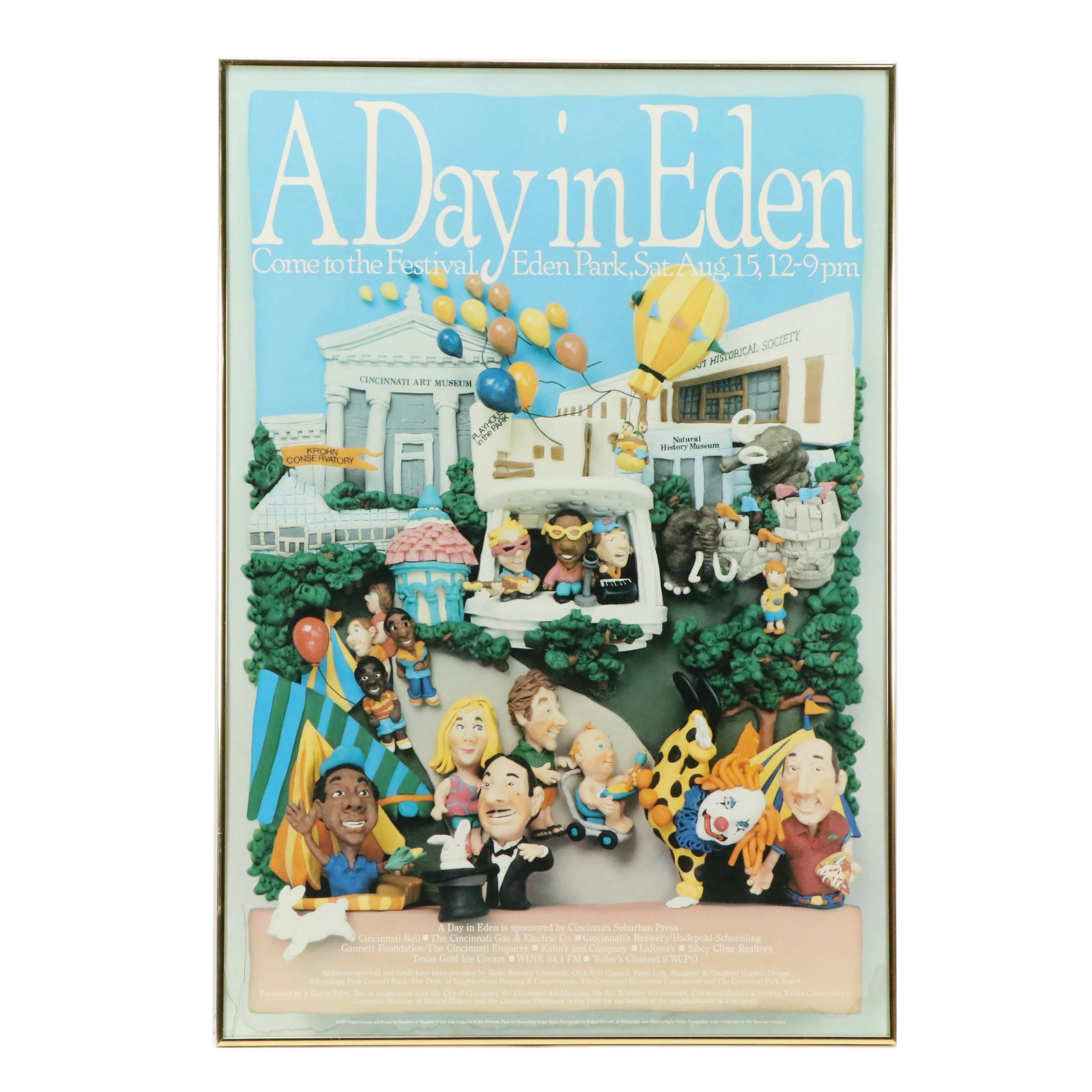 Offset Lithograph Promotional Event Poster "A Day in Eden," Circa 1987