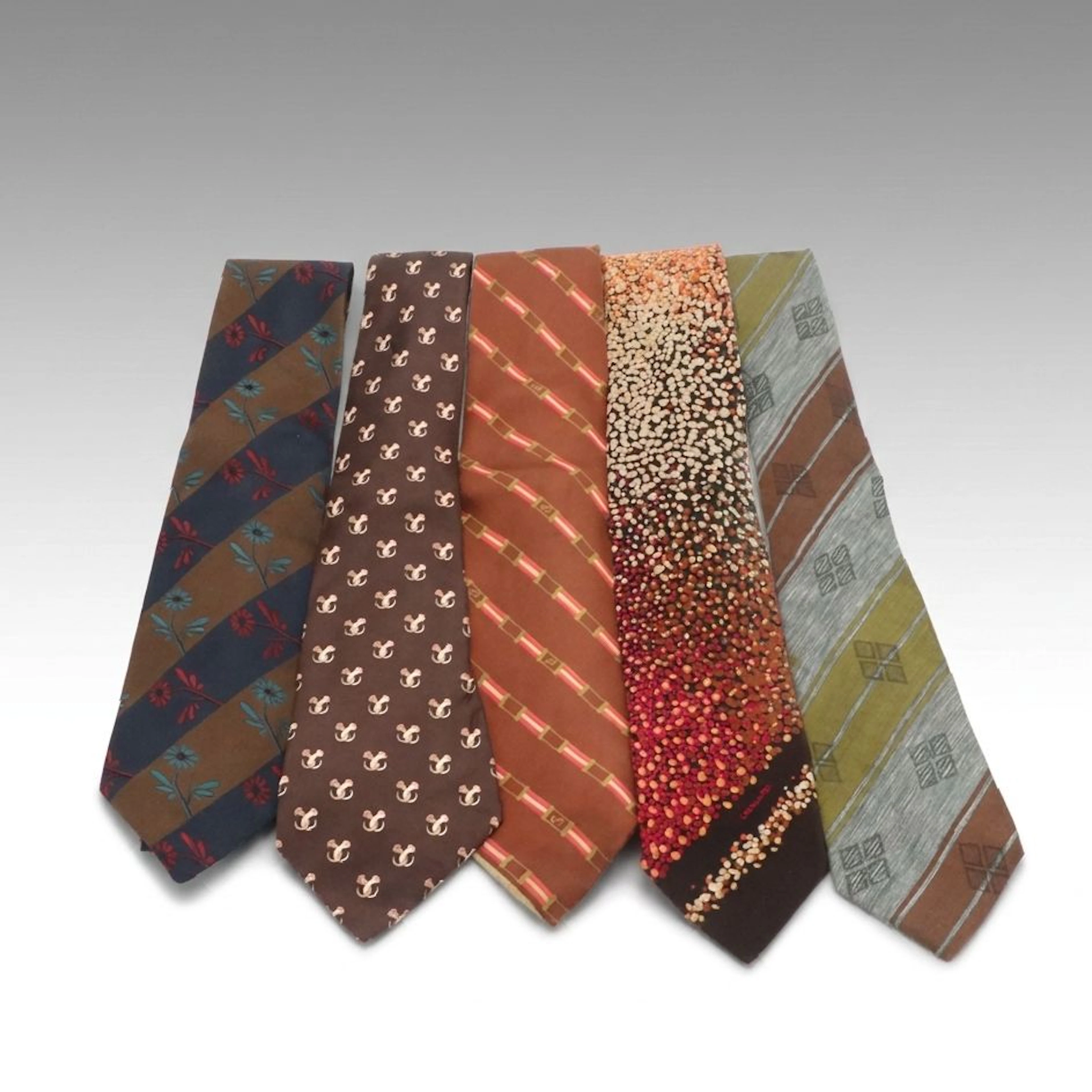 Gucci, Valentino, Salvatore Ferragamo, and Leonard Vintage Neckties
