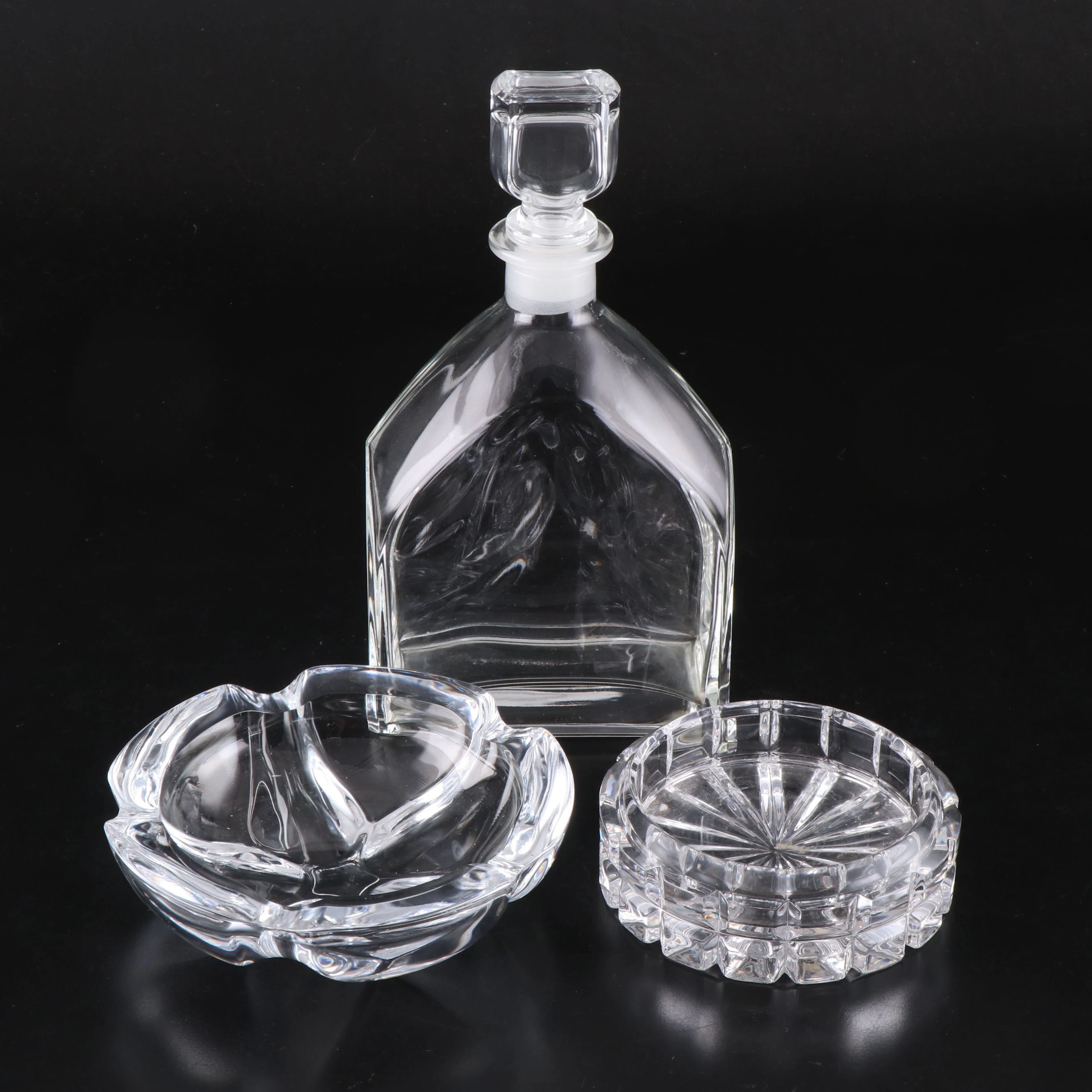 Crystal Wine Coaster and Ash Tray with Decanter