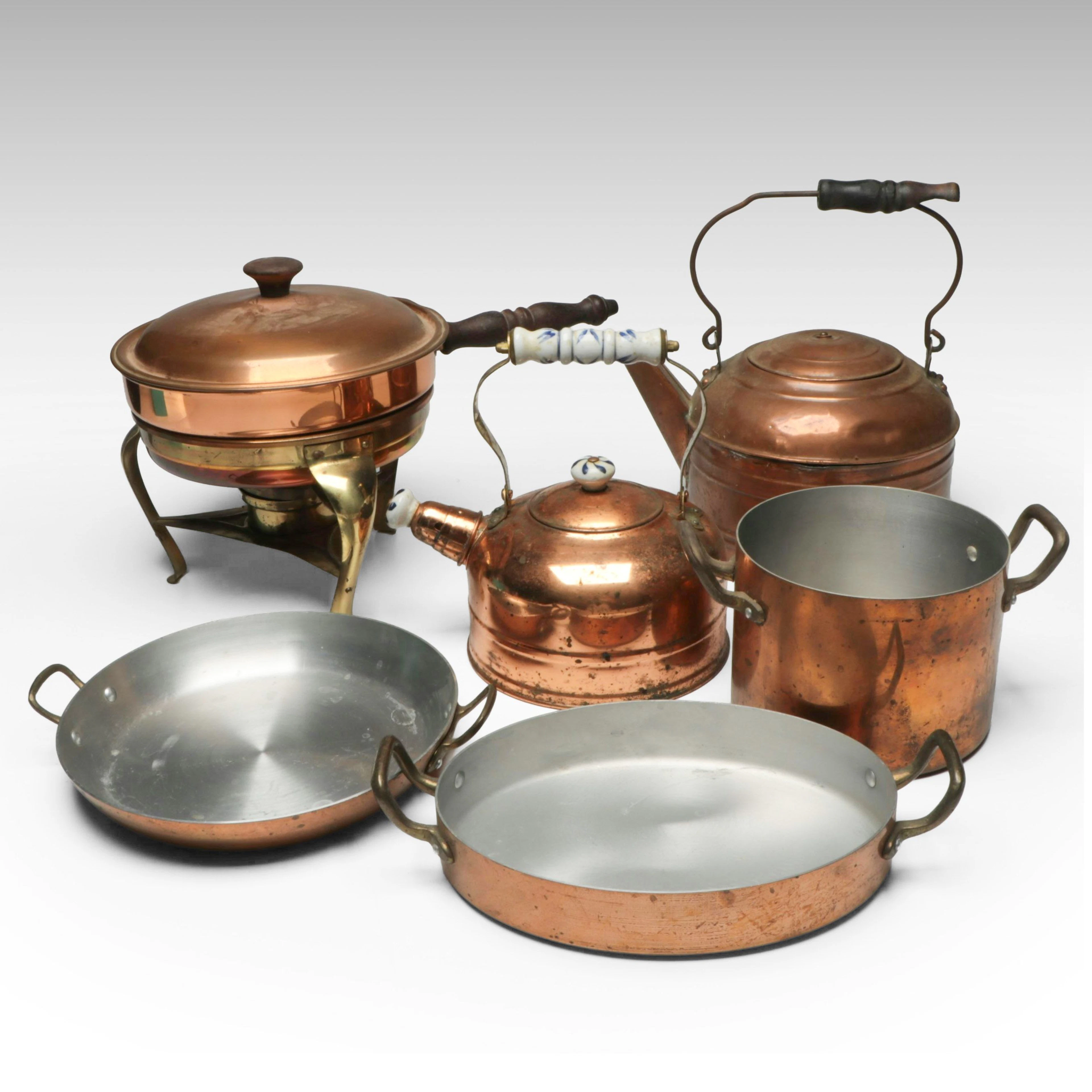 Revere Copper Kettle with Chafing Dish, Braisers and More Pots and Pans