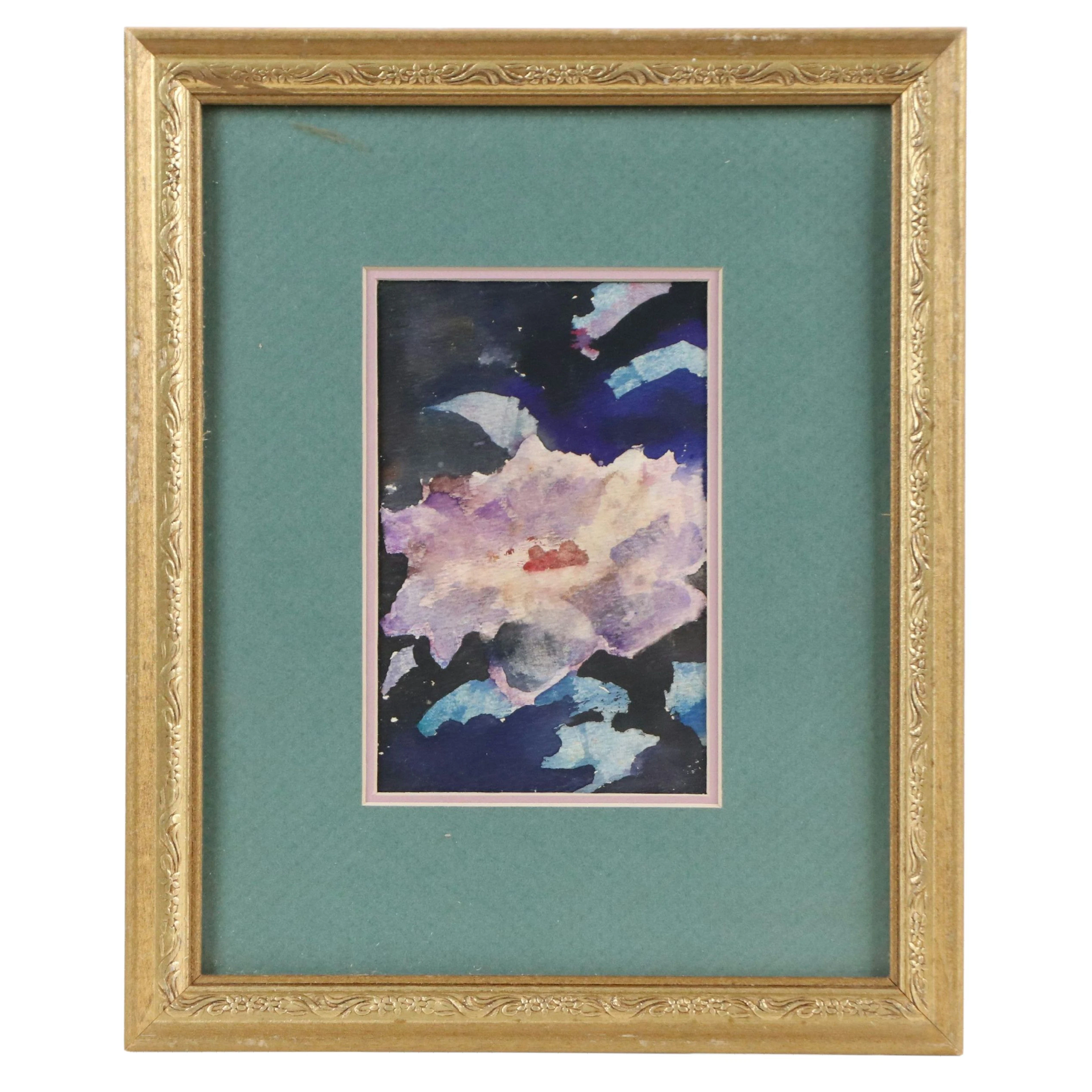 Bernard Lennon Floral Watercolor Painting, Mid-20th Century