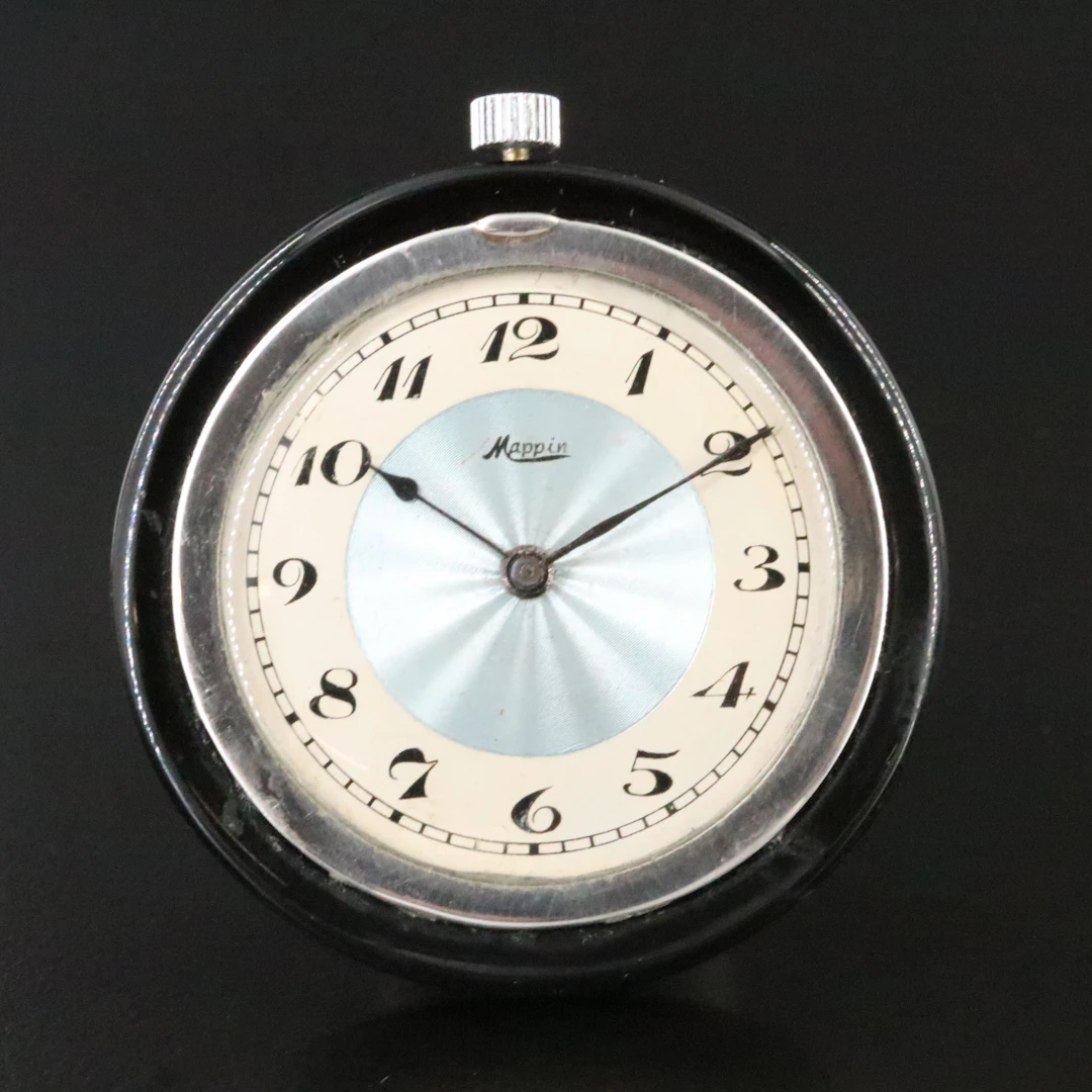 Mappin Art Deco Onyx and Platinum Pocket Watch with Diamonds