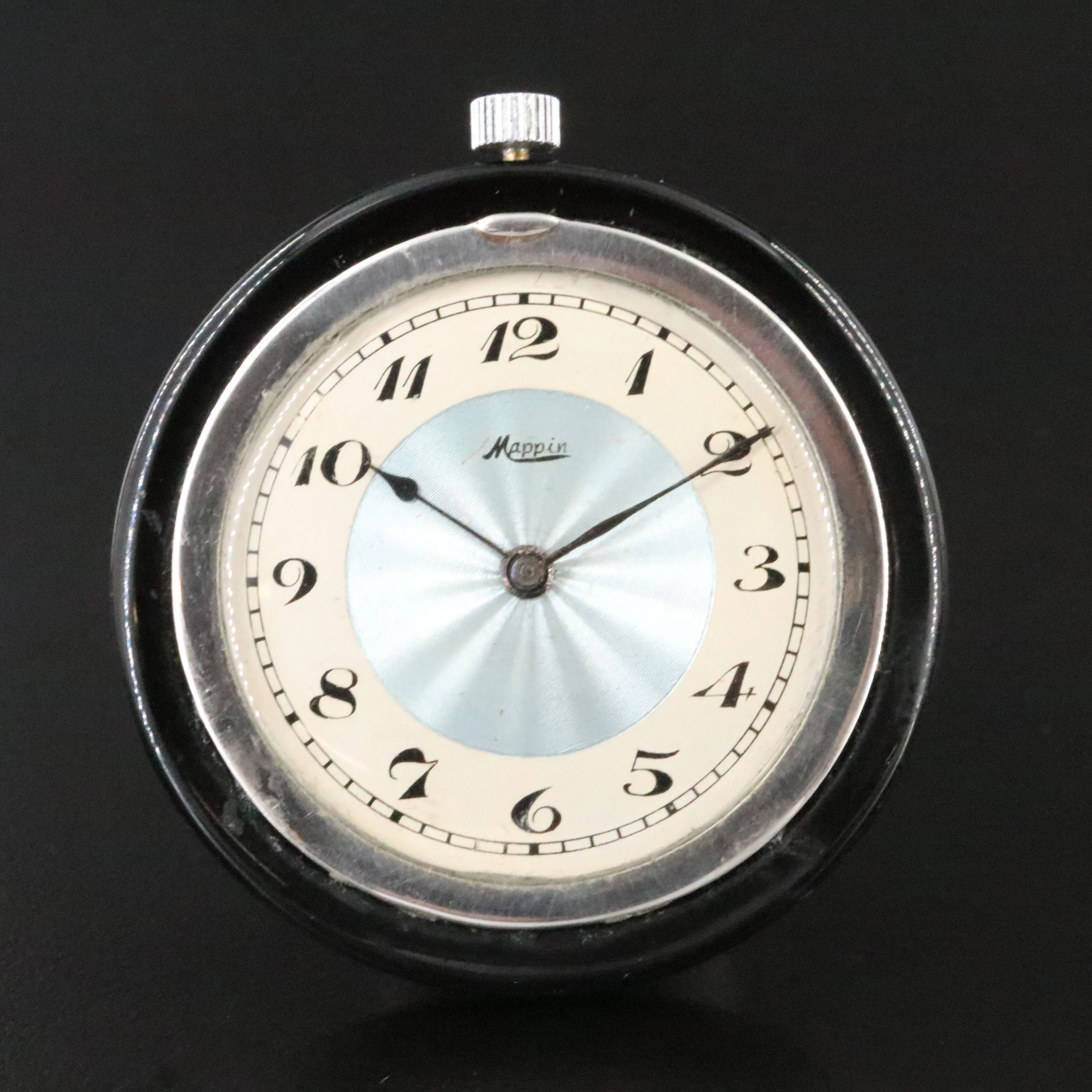 Mappin Art Deco Onyx and Platinum Pocket Watch with Diamonds