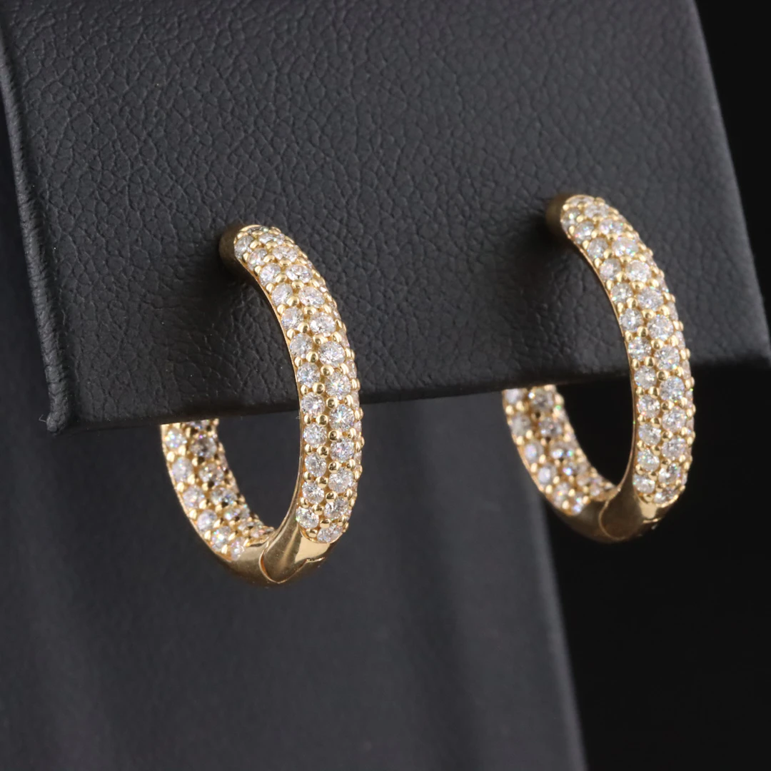 Leo Pizzo 18K Pavé Diamond Inside Out Hoop Earrings