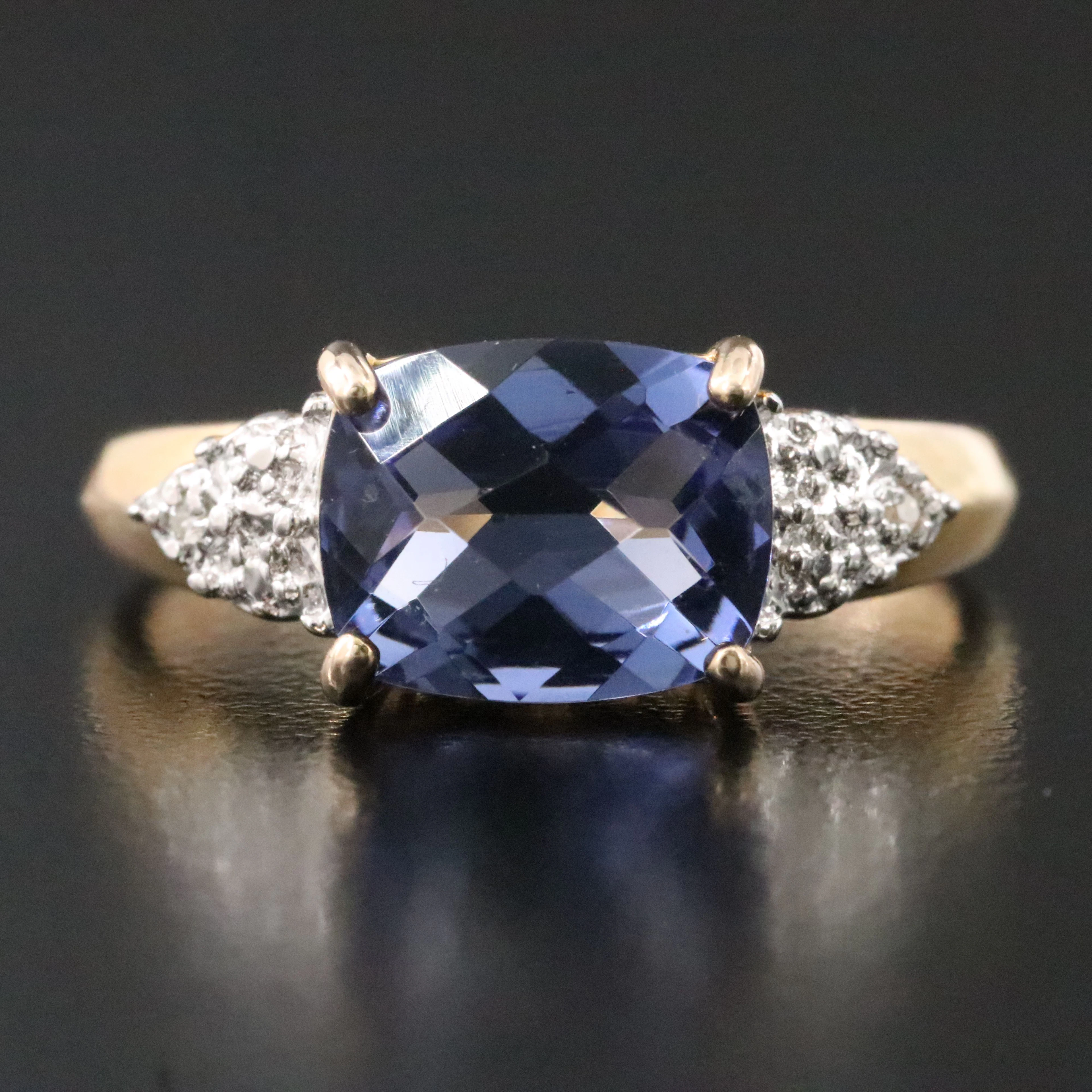 Sterling Glass and Diamond Ring