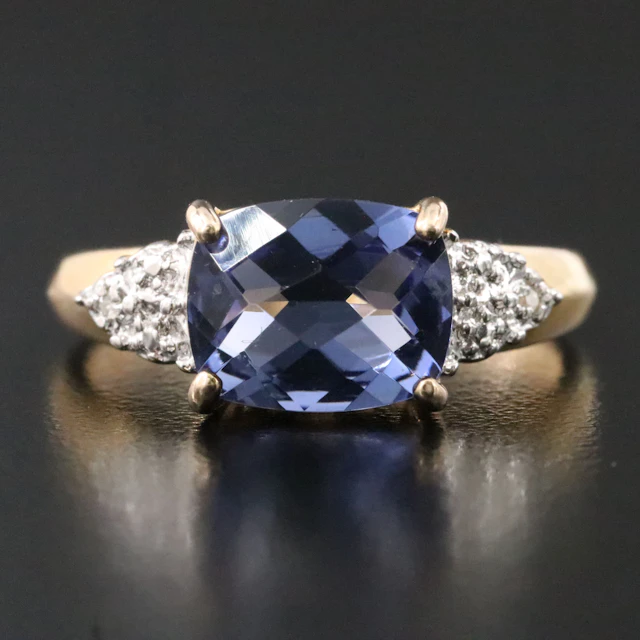 Sterling Glass and Diamond Ring