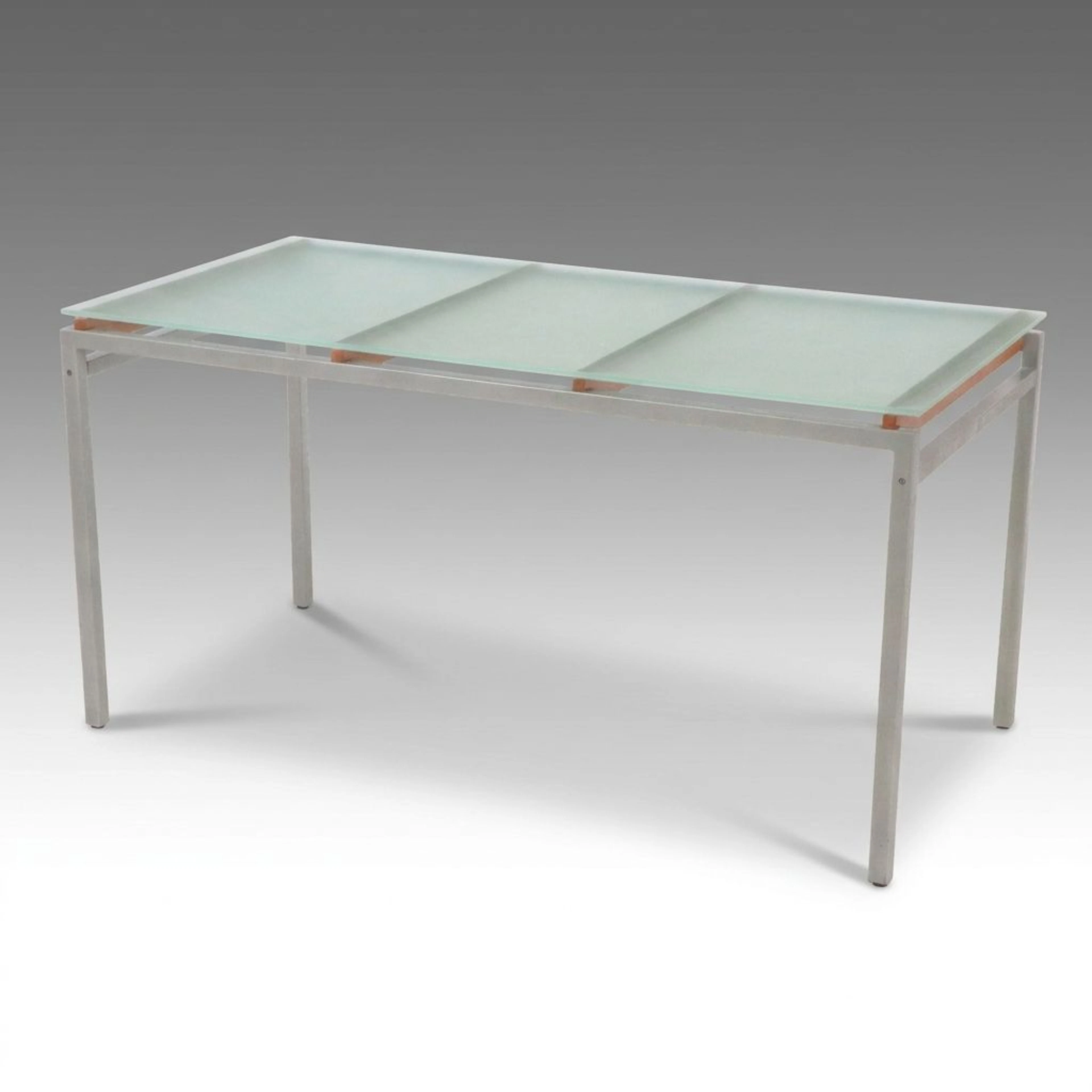 Modern Frosted Glass and Steel Metal Table, Late 20th to Early 21st Century