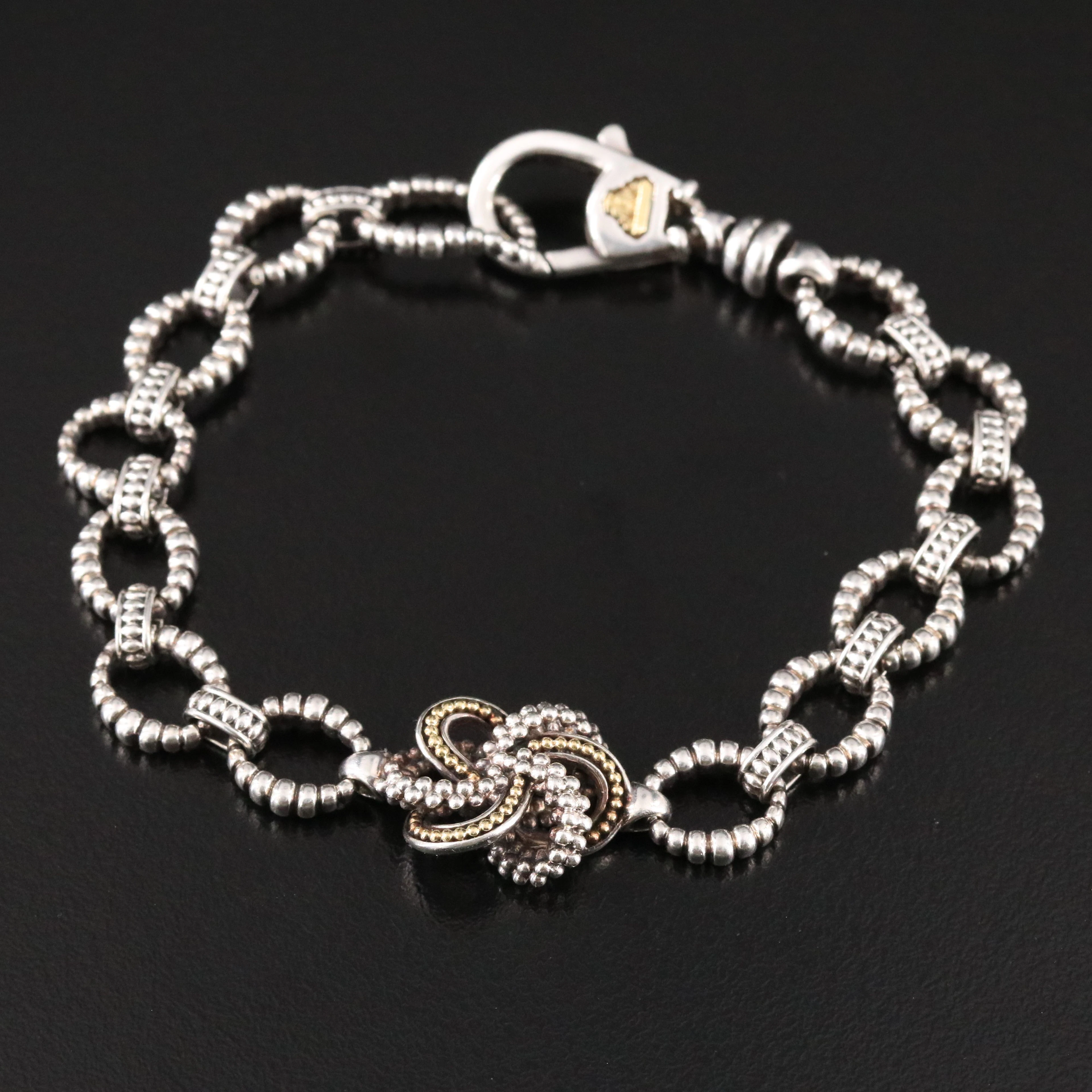 Lagos Sterling Love Knot Link Bracelet with 18K Accents