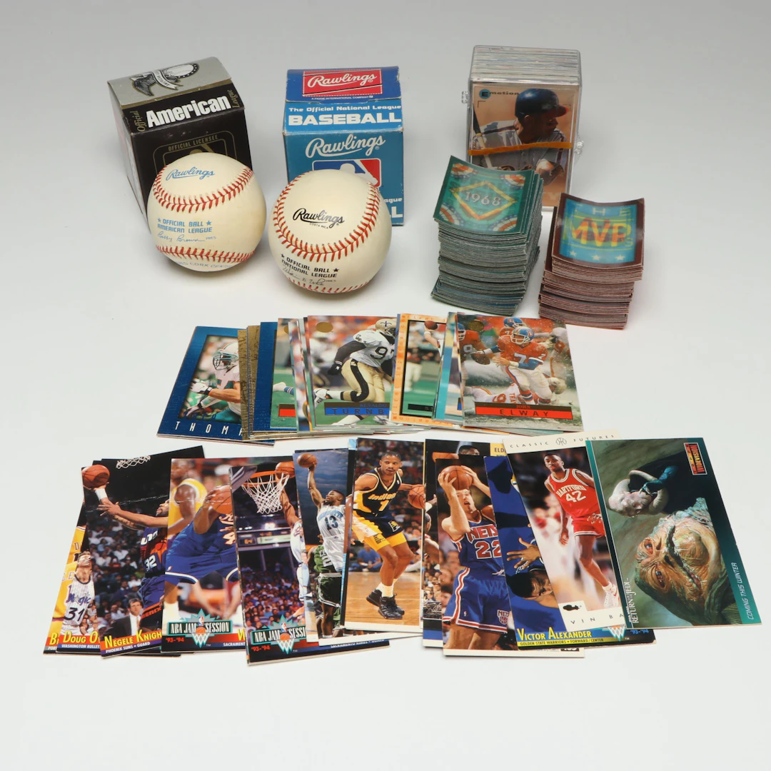 Rawlings Official National and American League Baseballs with Trading Cards