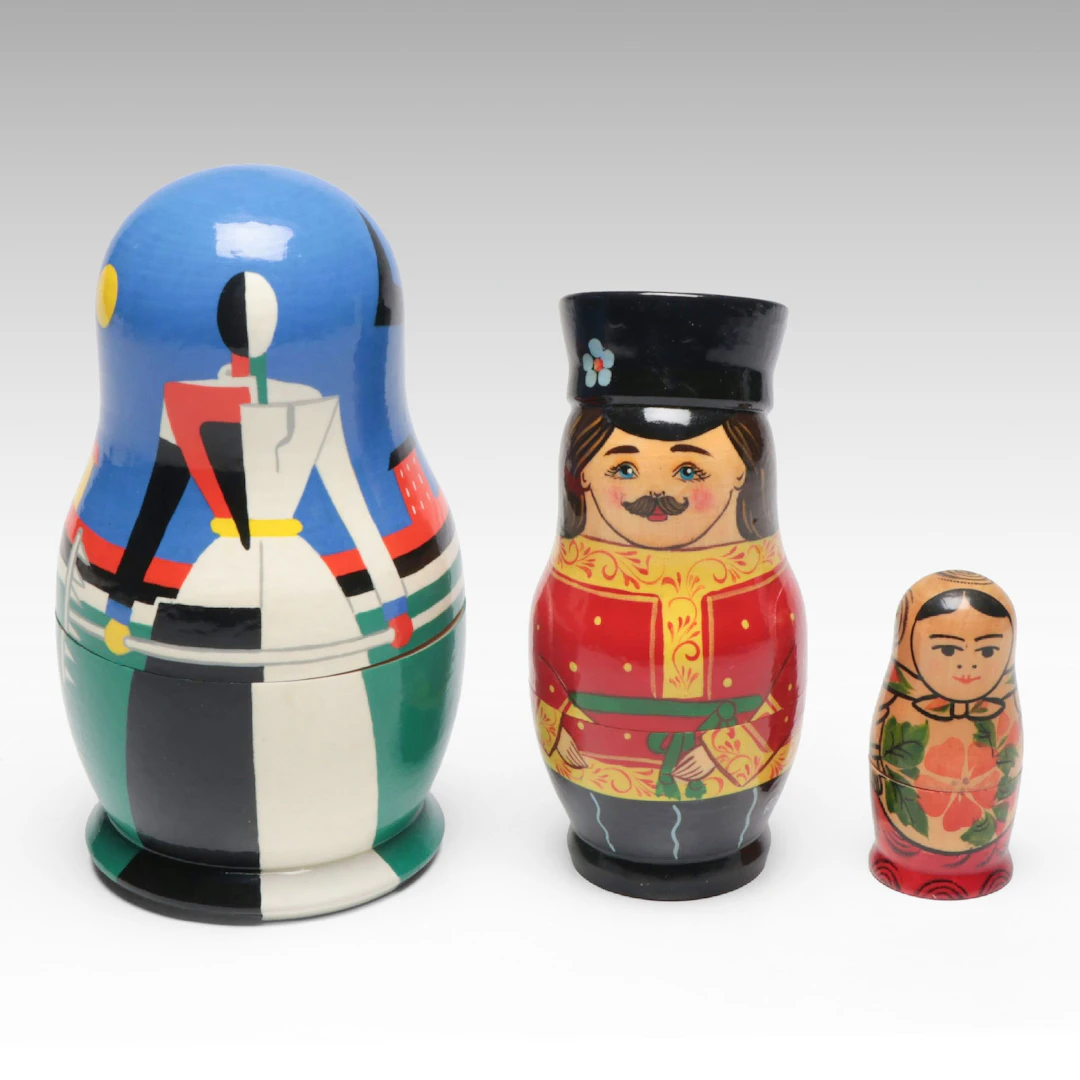 Russian Polychrome Wooden Matryoshka Dolls