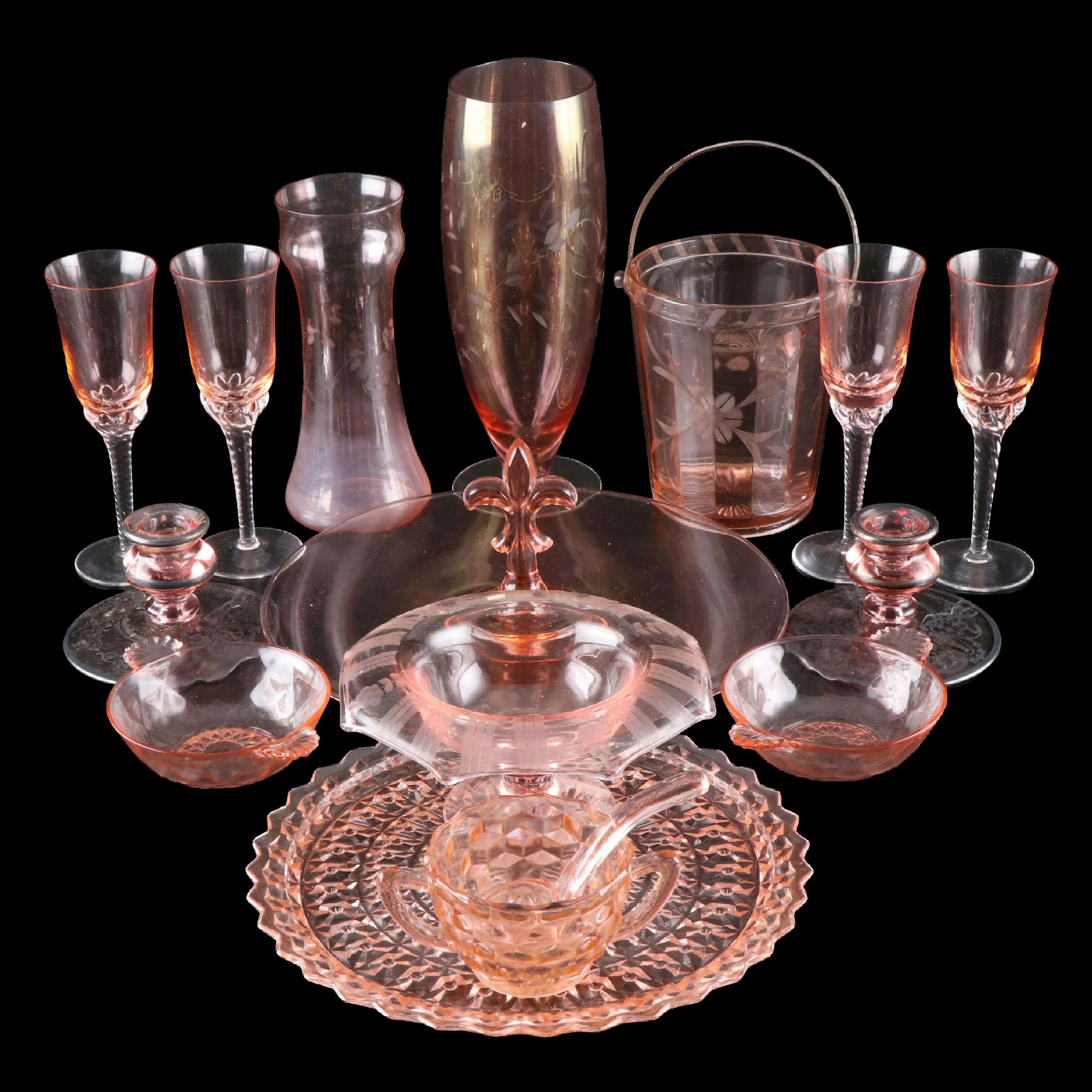 Fostoria "Pioneer" Tidbit Tray and More Pink Depression Glass, Early 20th C.