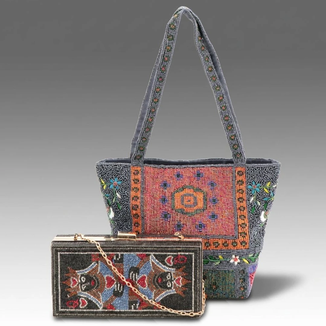 Ermo Beaded Shoulder Bag and Other Queen of Hearts Glitter Sequin Evening Bag