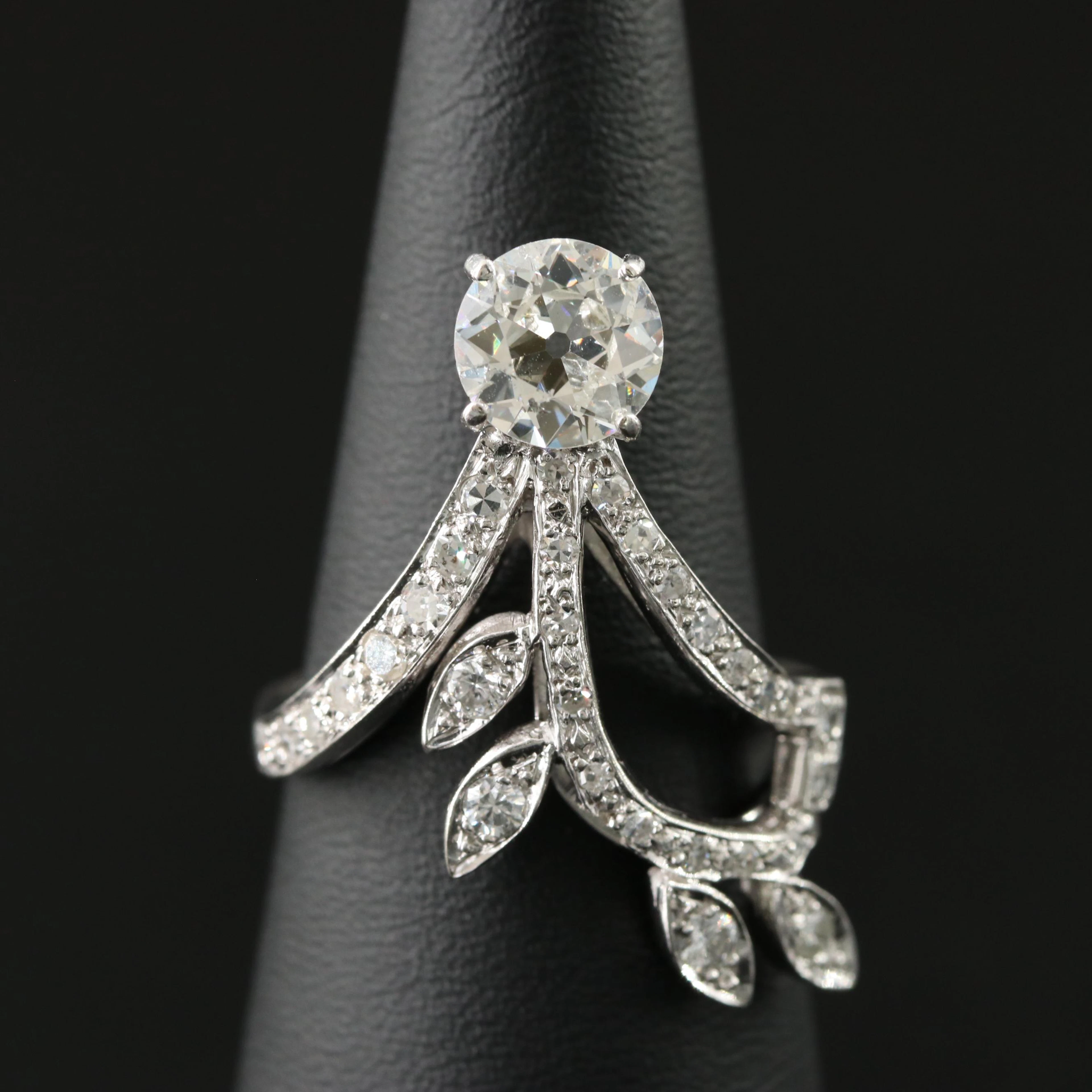 Vintage 14K 1.51 CTW Diamond Aigrette Ring
