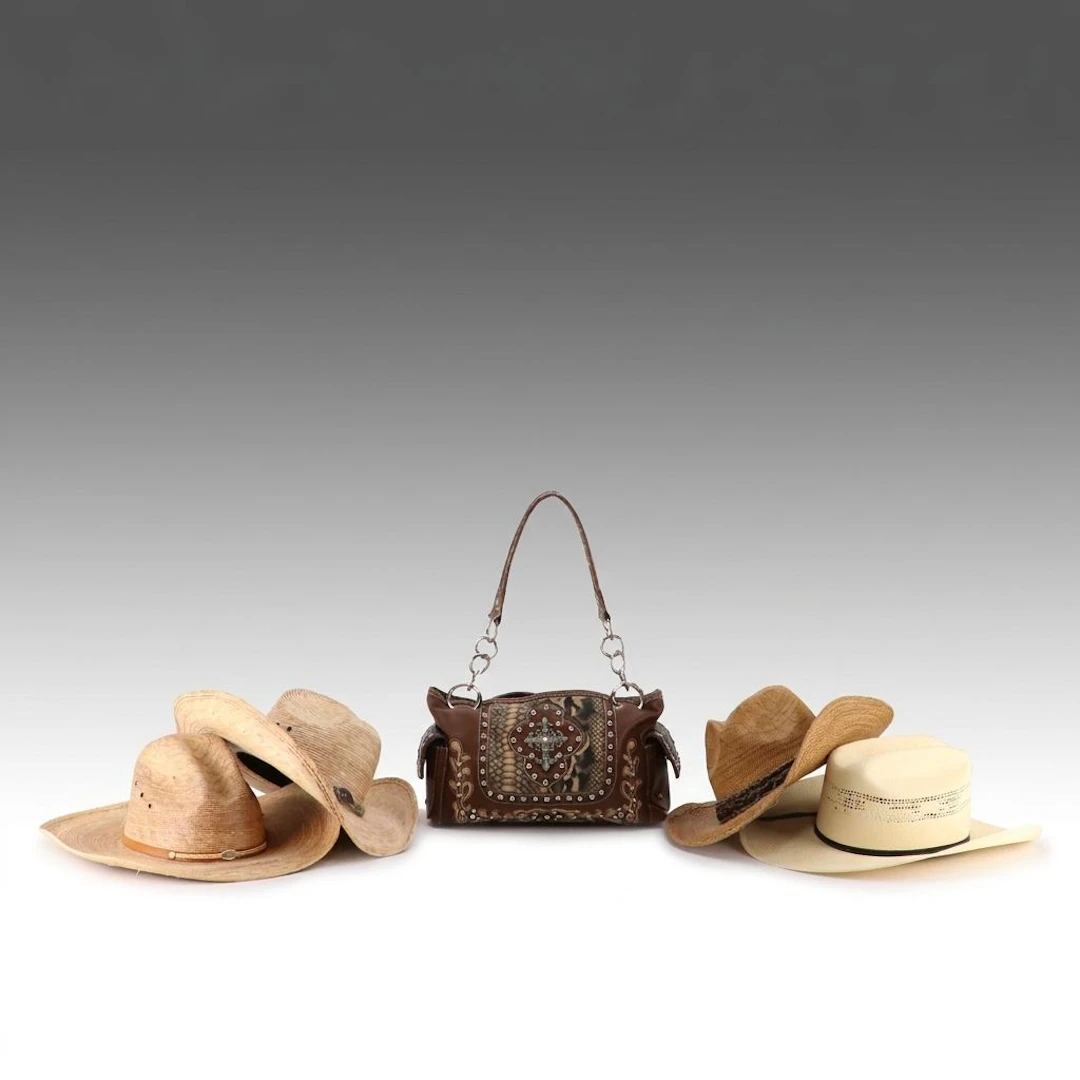 Western Straw Hats and Concealed Carry Faux Leather Shoulder Bag