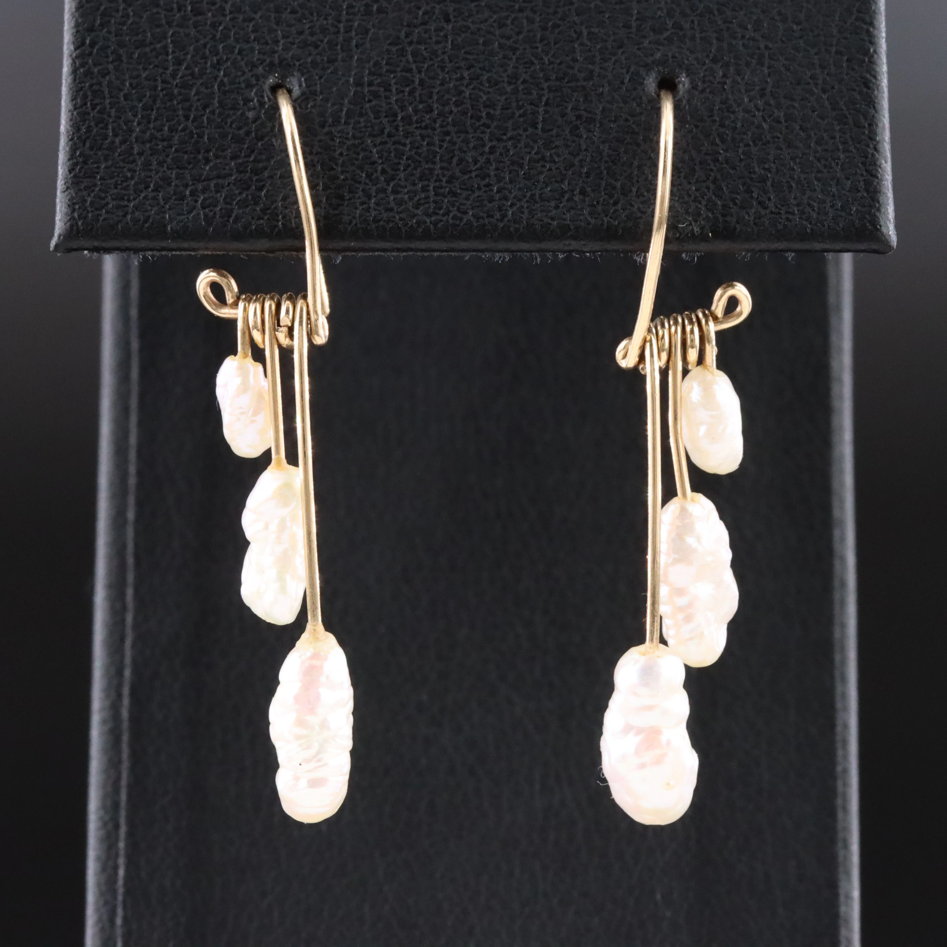 14K Baroque Pearl Tiered Drop Earrings