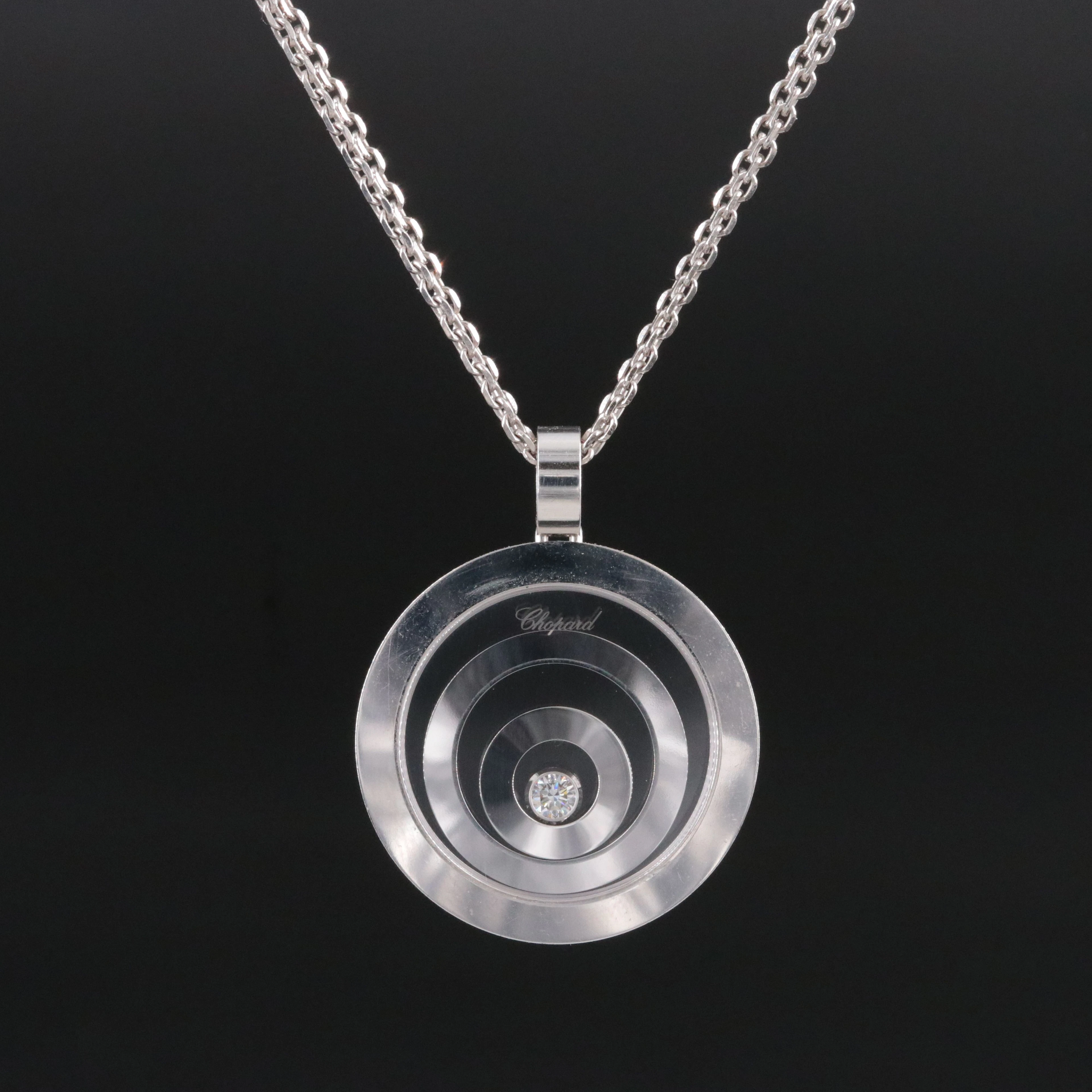 Chopard 18K "Happy Spirit" 0.10 CT Diamond Pendant Necklace with COA