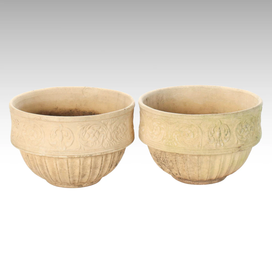 Neoclassical Style Concrete Planter Pair