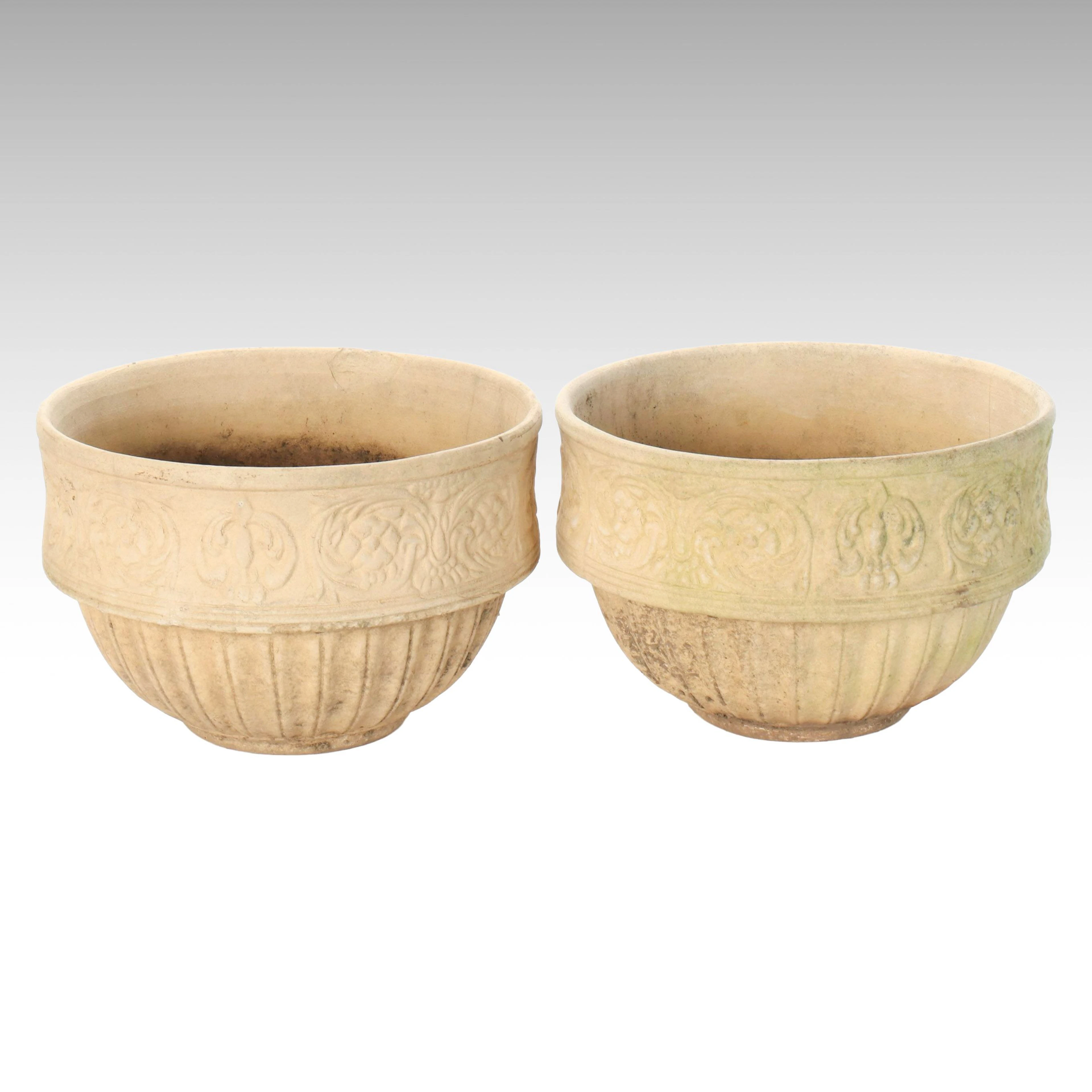 Neoclassical Style Concrete Planter Pair