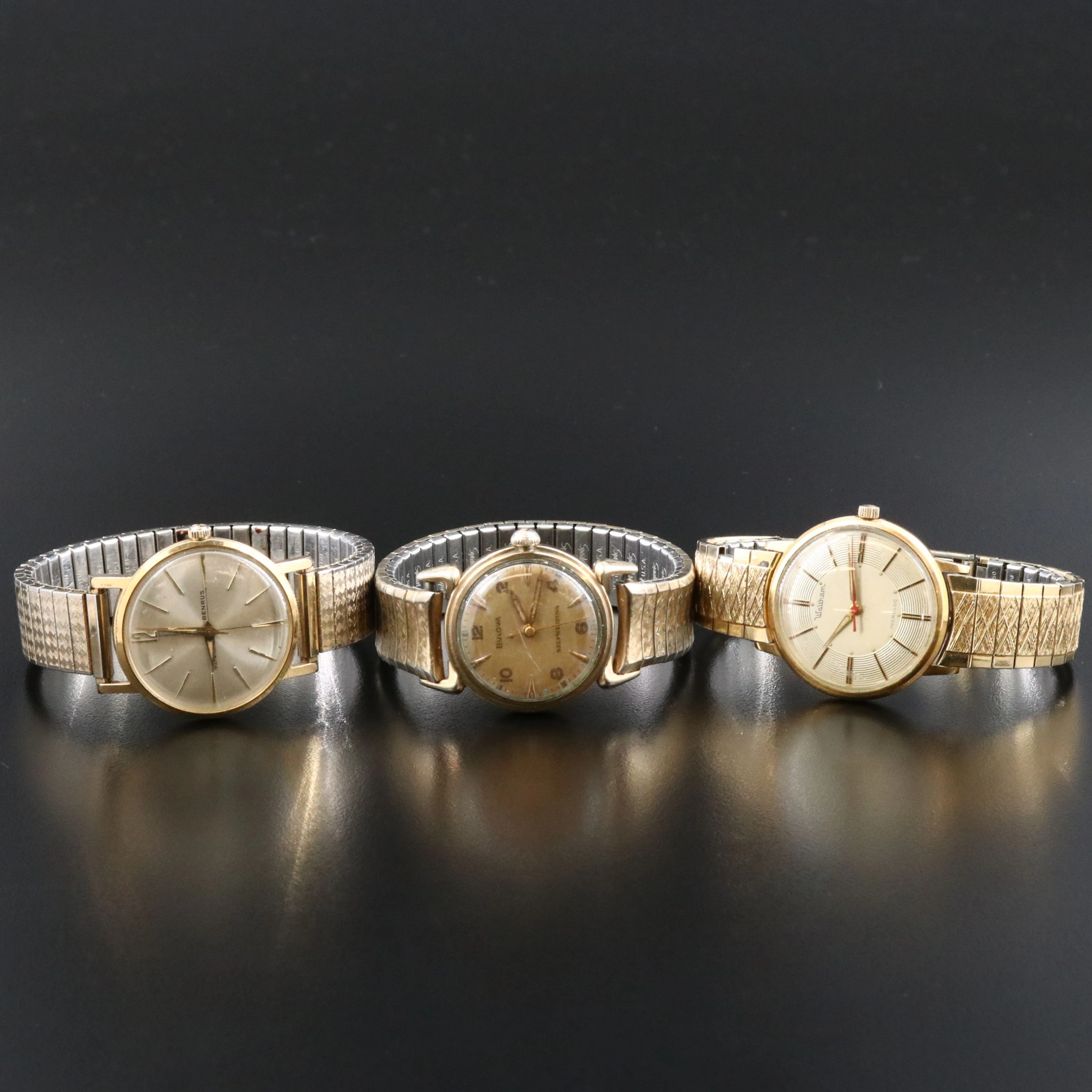 Vintage Benrus, Bulova and Waltham Self-Winding Gold-Tone Watches