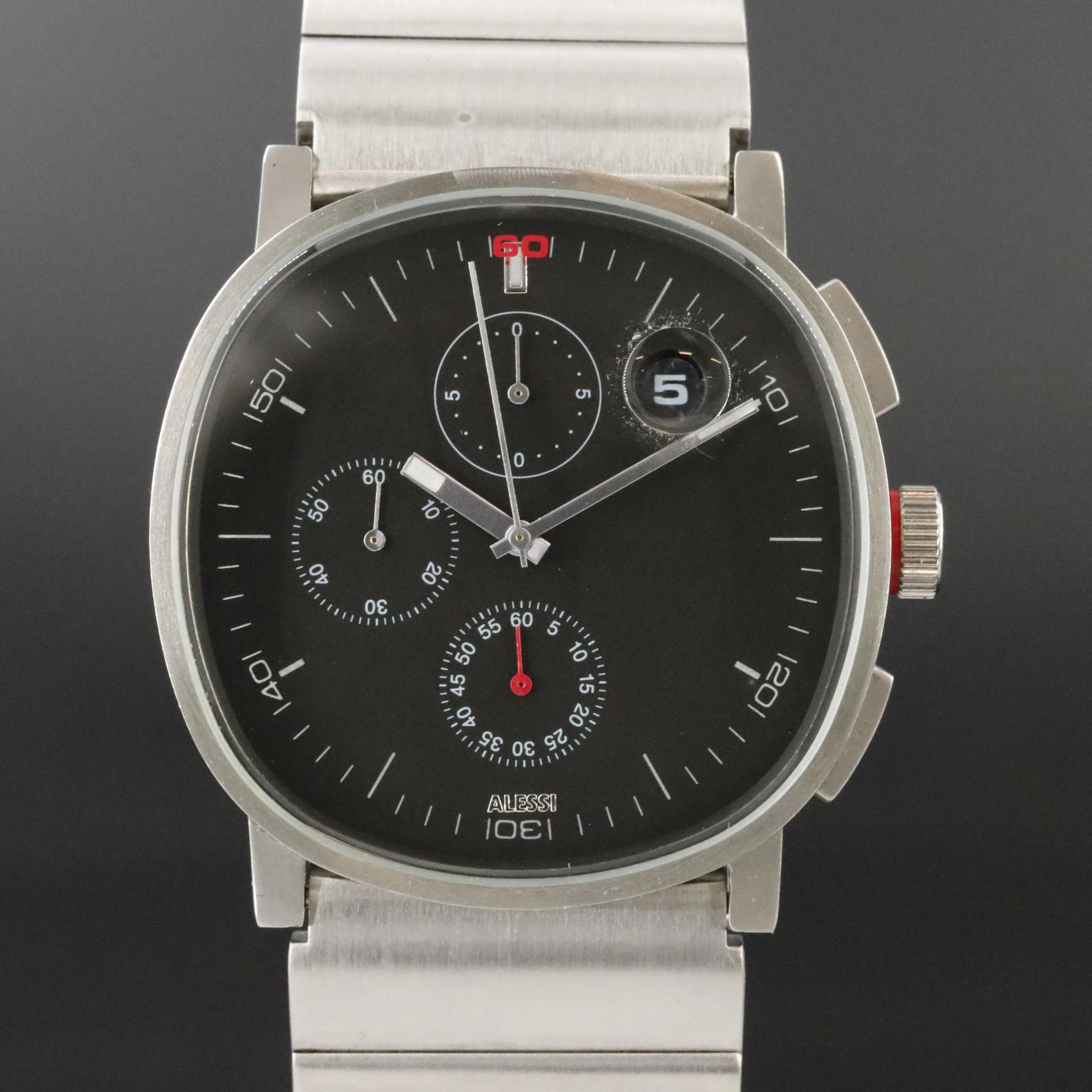 ALESSI Piero Lissoni Stainless Steel Chronograph Watch # AL5017